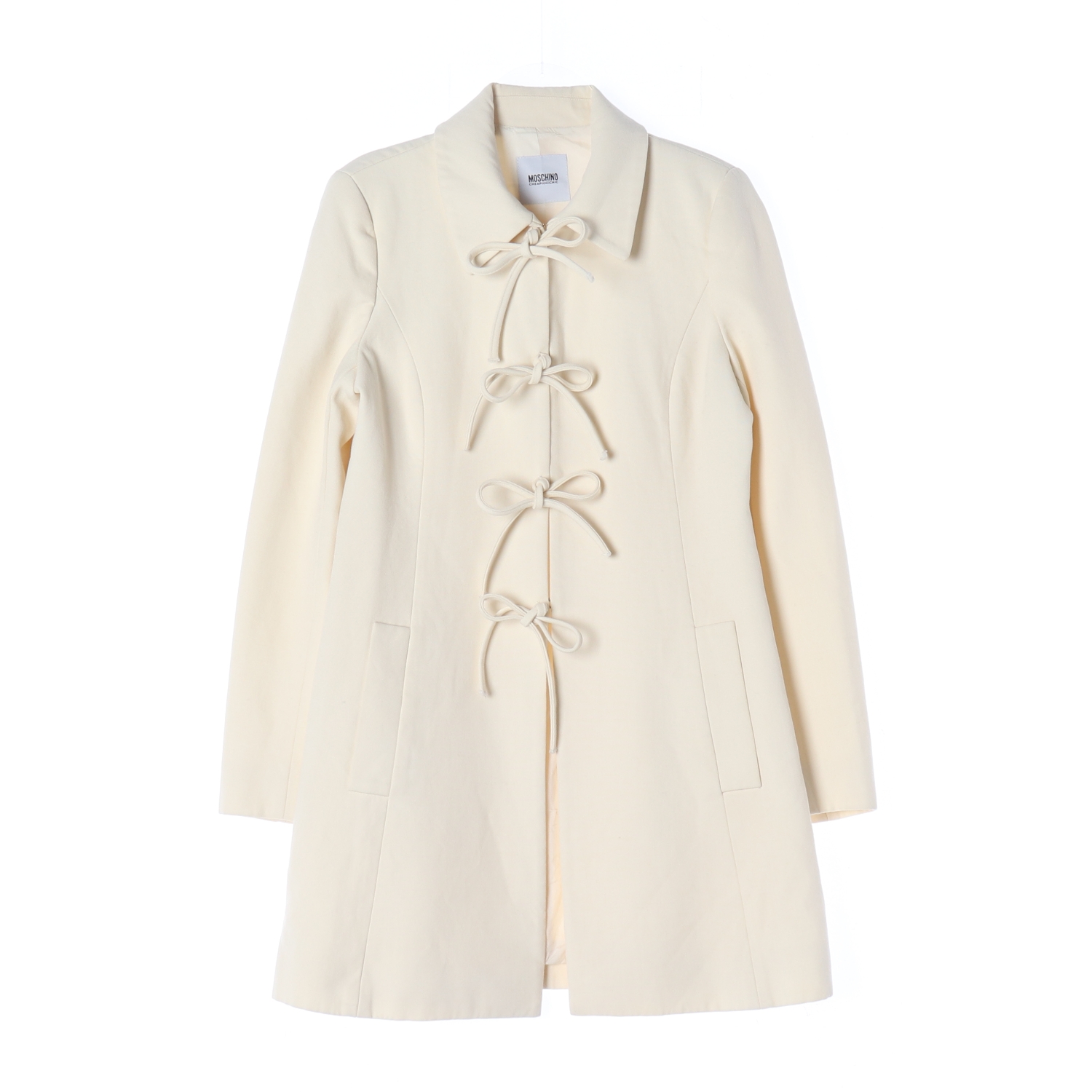모스키노 리본 장식 하프 코트 재킷 아이보리 