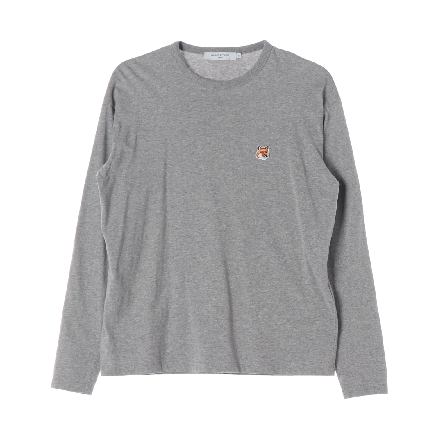 메종키츠네 23SS 폭스 패치 긴팔 크루넥 티셔츠 그레이