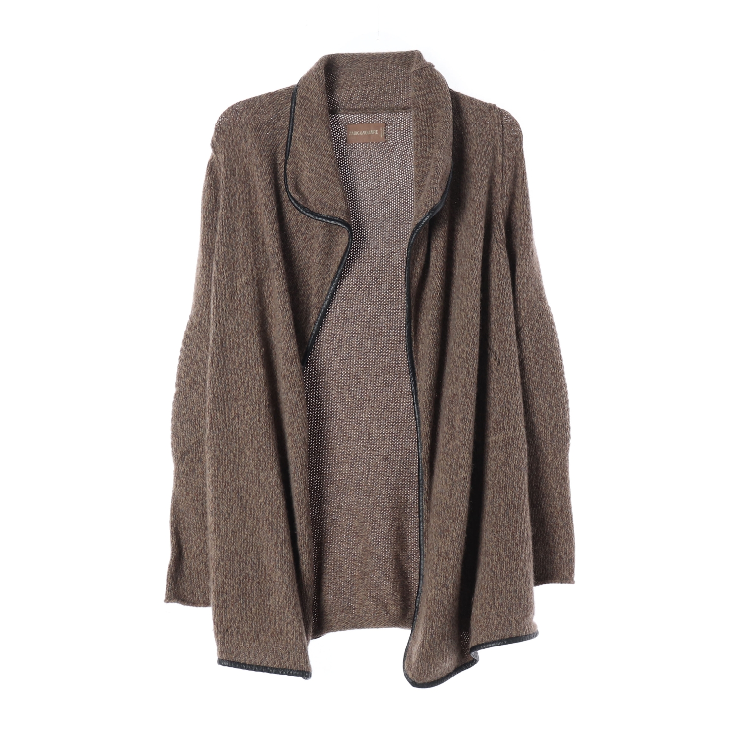 쟈딕앤볼테르 울 알파카 레더 라인 카라 니트 가디건 재킷