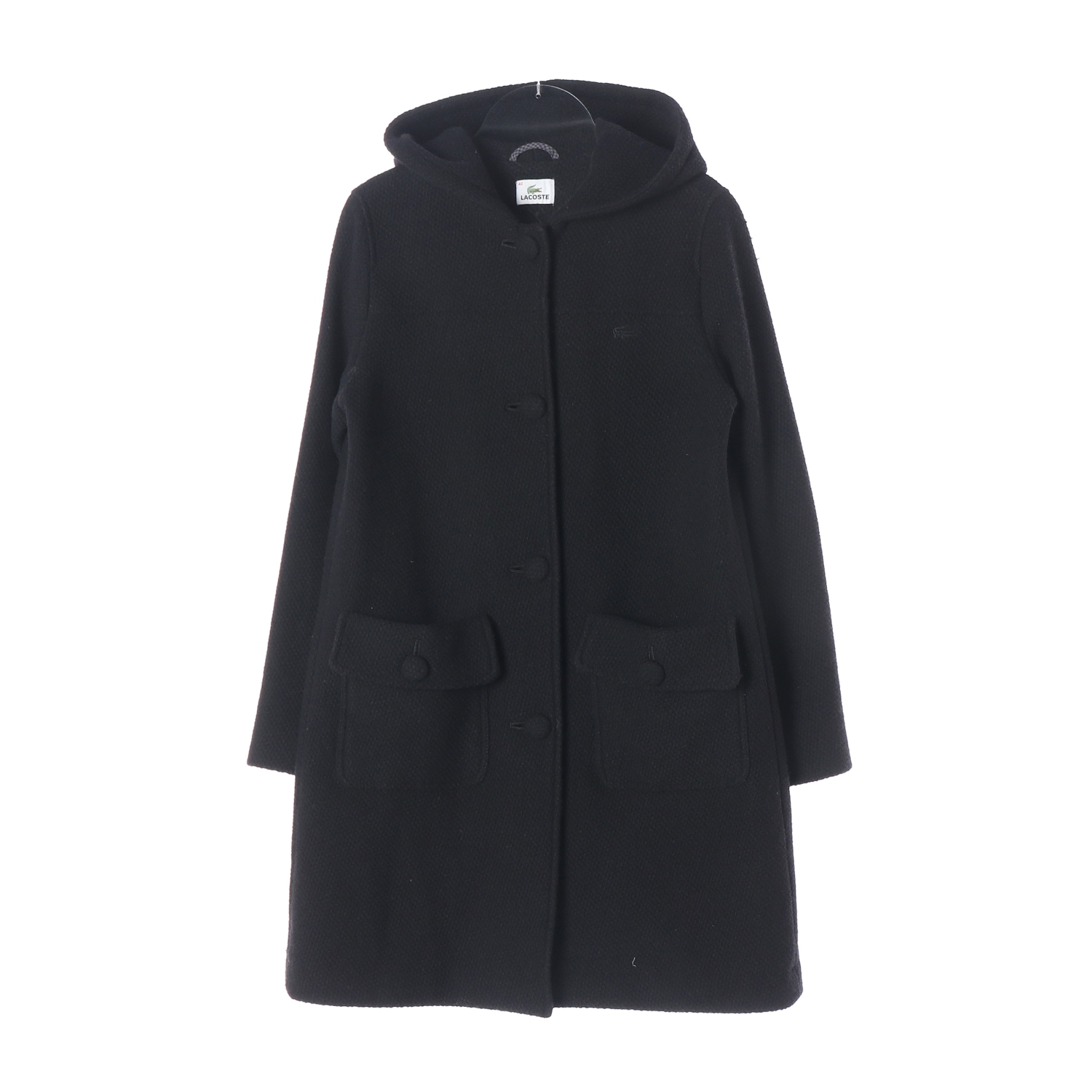 라코스테 울 블렌드 후드 롱 코트