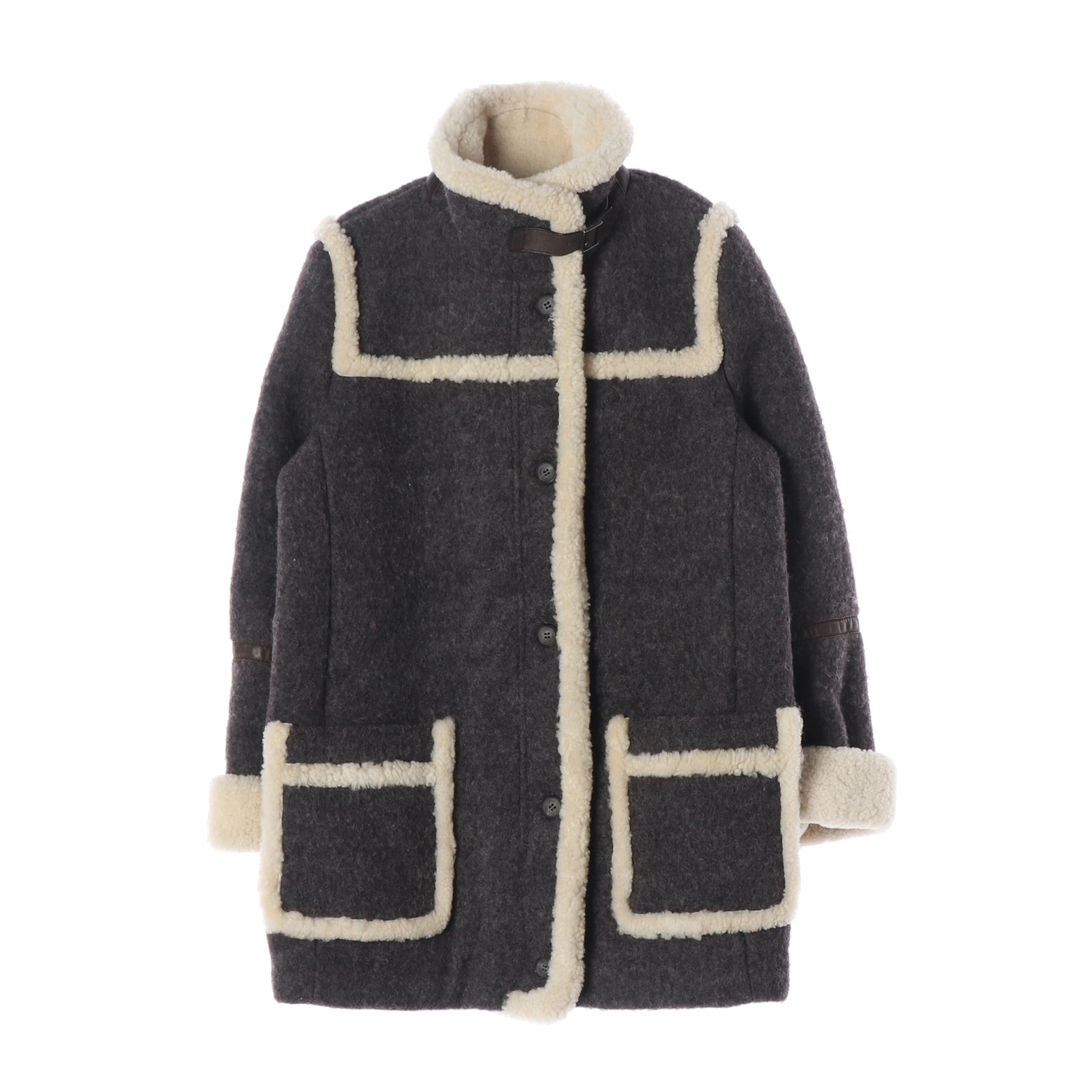 빈폴 천연모피 퍼 트리밍 울 코트