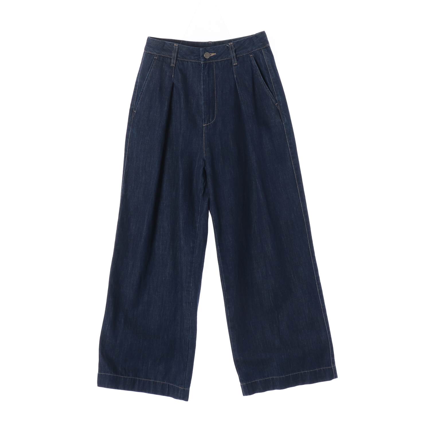 앤유 핀턱 와이드핏 데님 팬츠 진청 청바지 