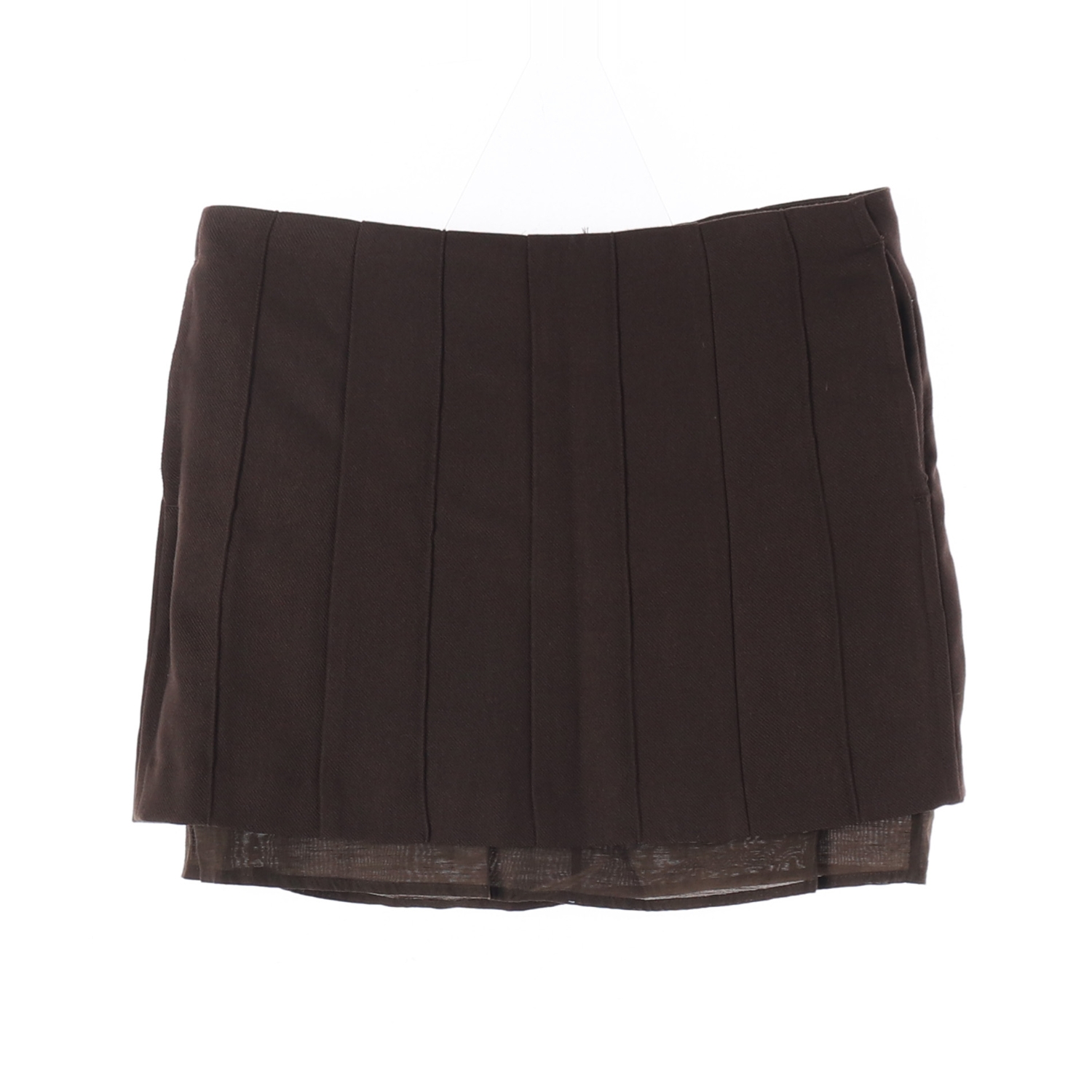 파르티멘토 플리츠 레이어드 미니 스커트 치마 브라운