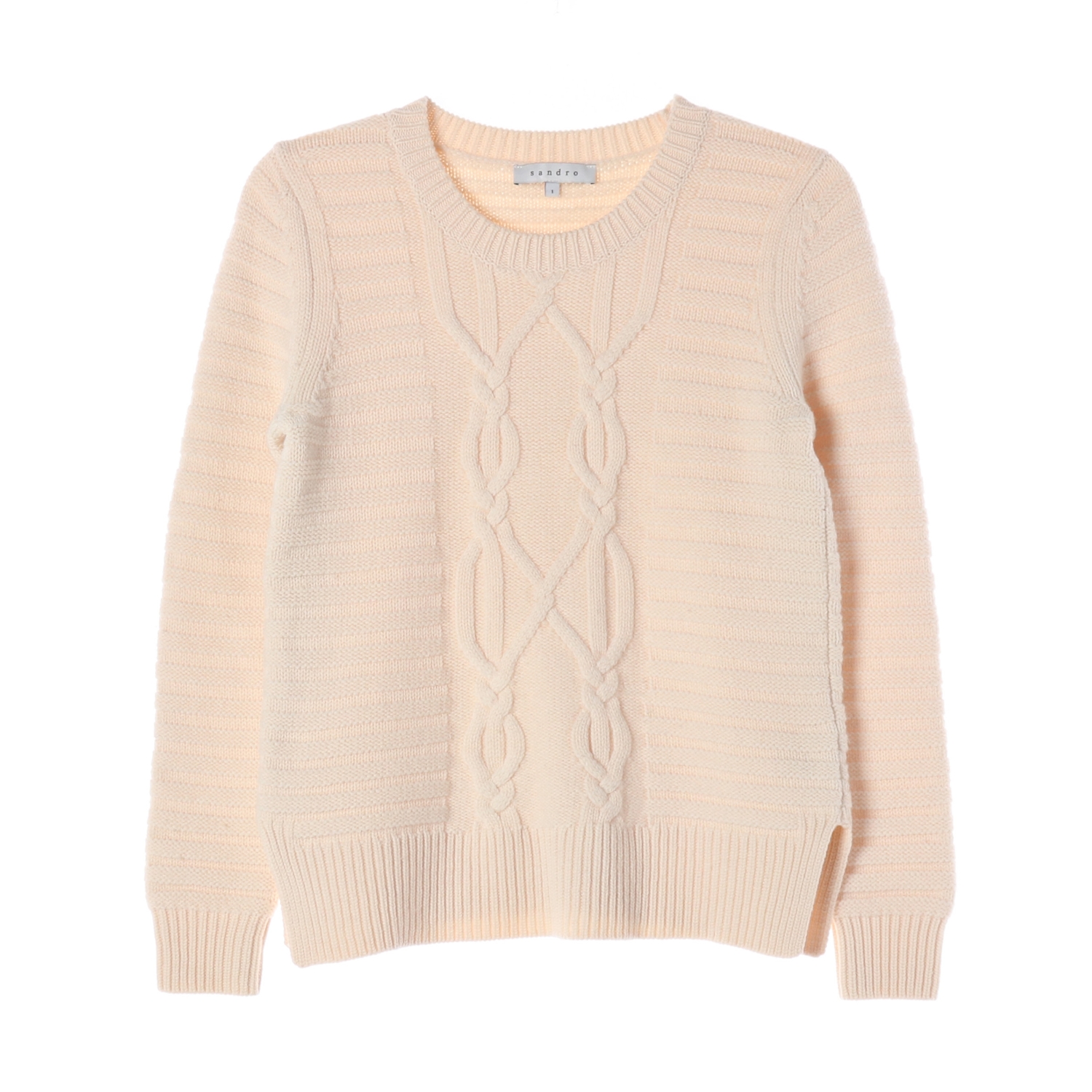 산드로 메리노 울 케이블 니트 스웨터