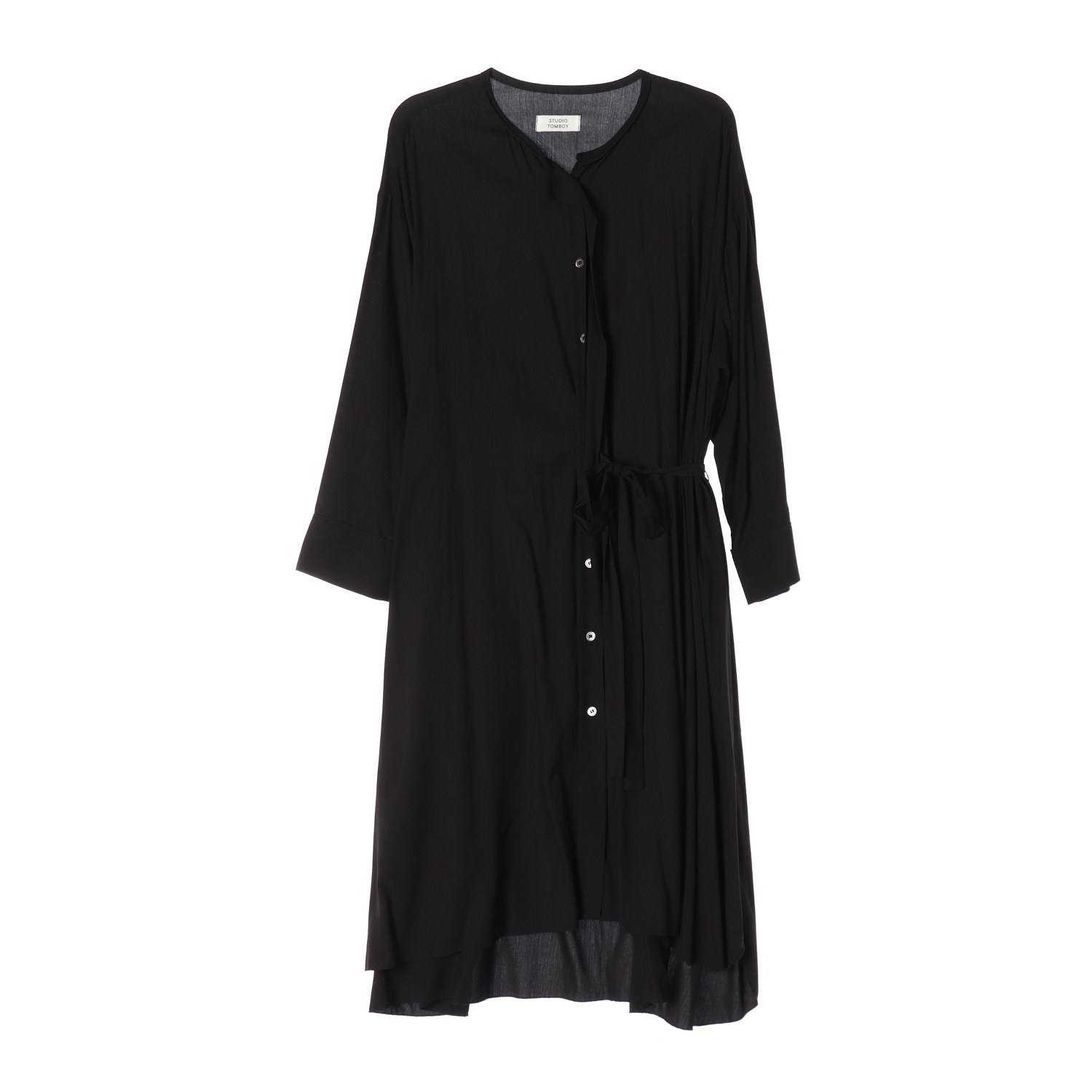 스튜디오 톰보이 사이드 벨티드 랩 셔츠 롱 원피스