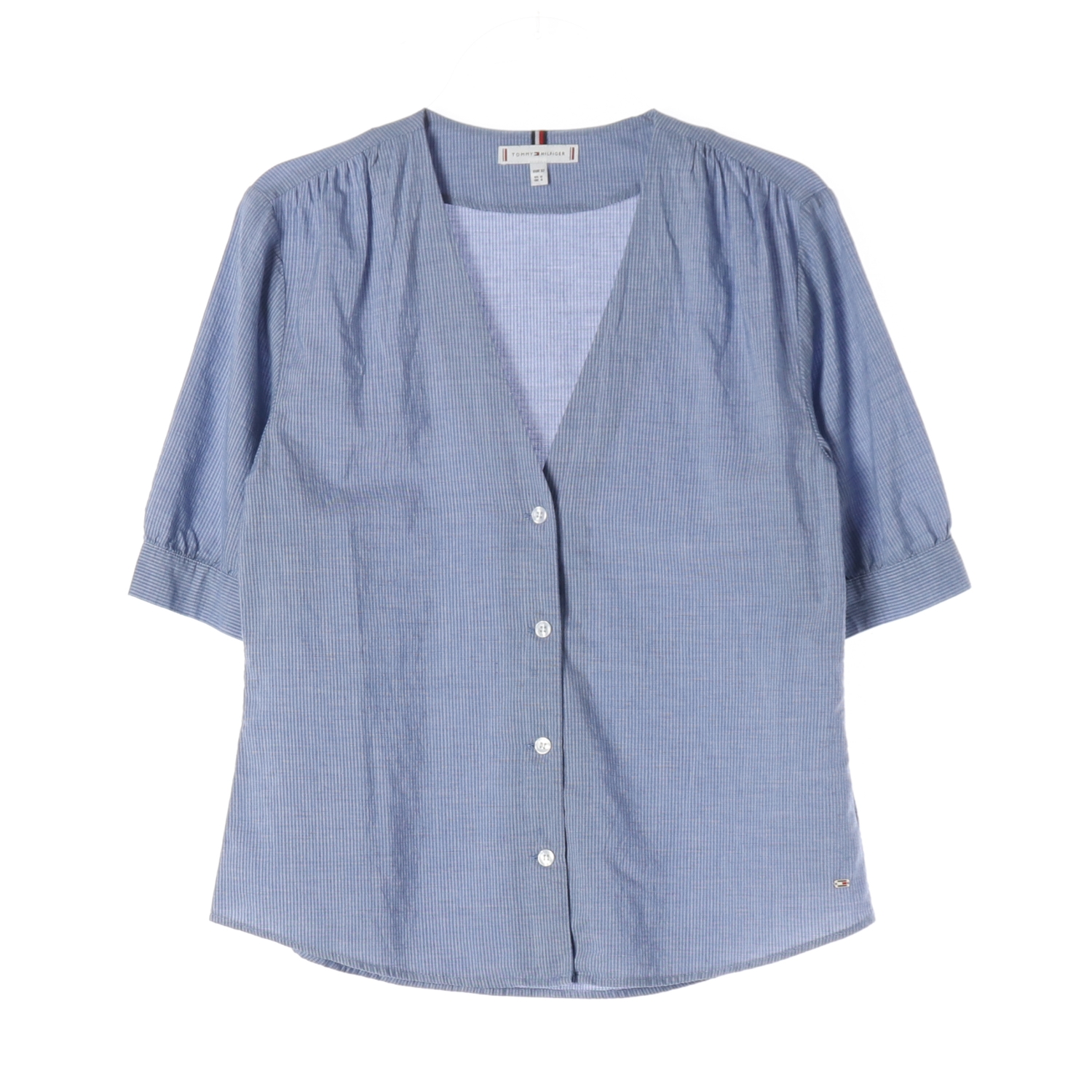 타미힐피거 23SS 텍스처드 브이넥 셔츠 블라우스