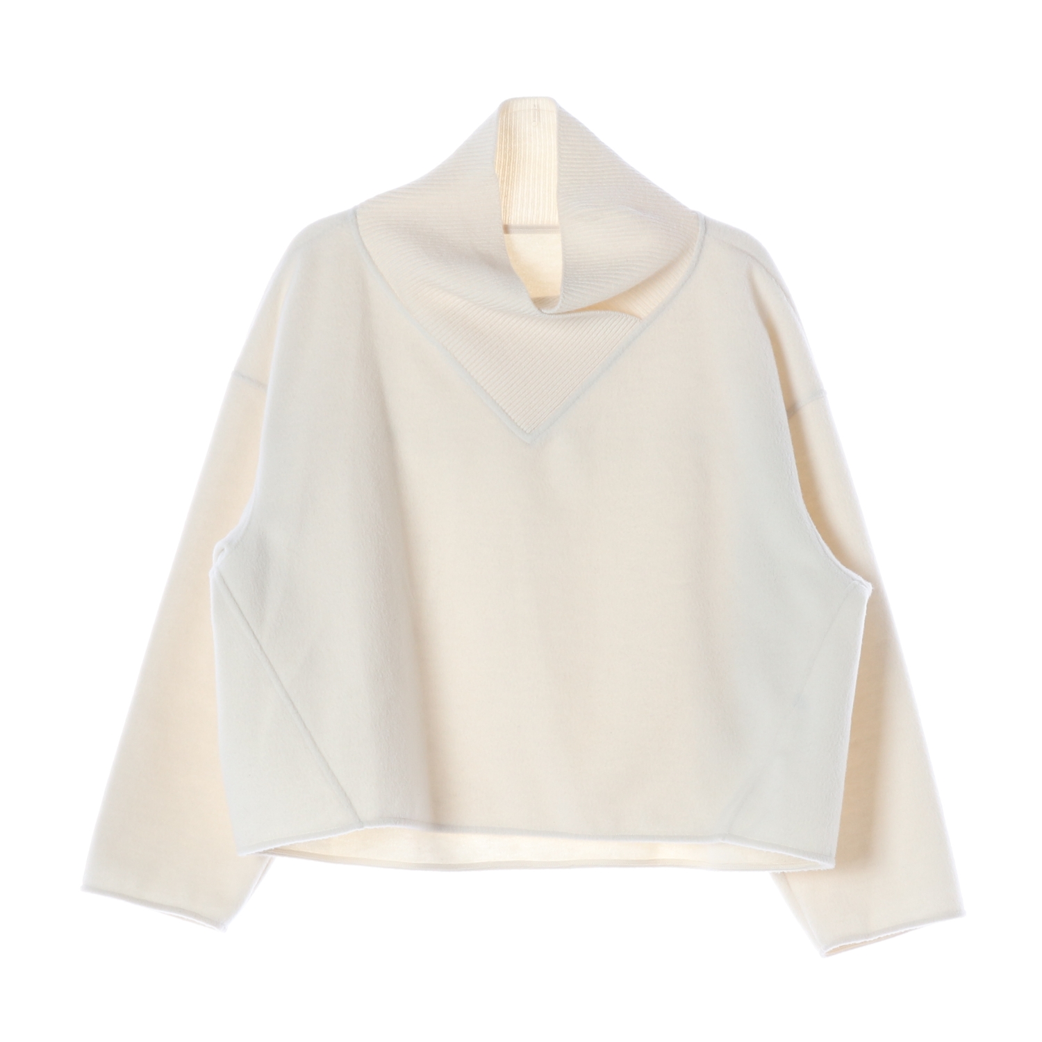 시스템 24FW 배색 울 카라 크롭 니트 스웨터