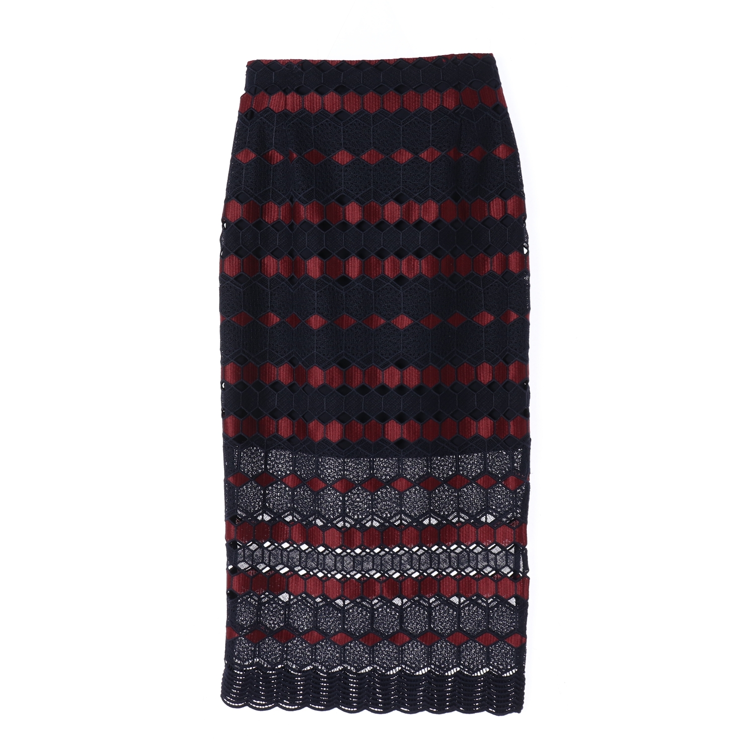 산드로 블렌드 레이스 펀칭 미디 스커트