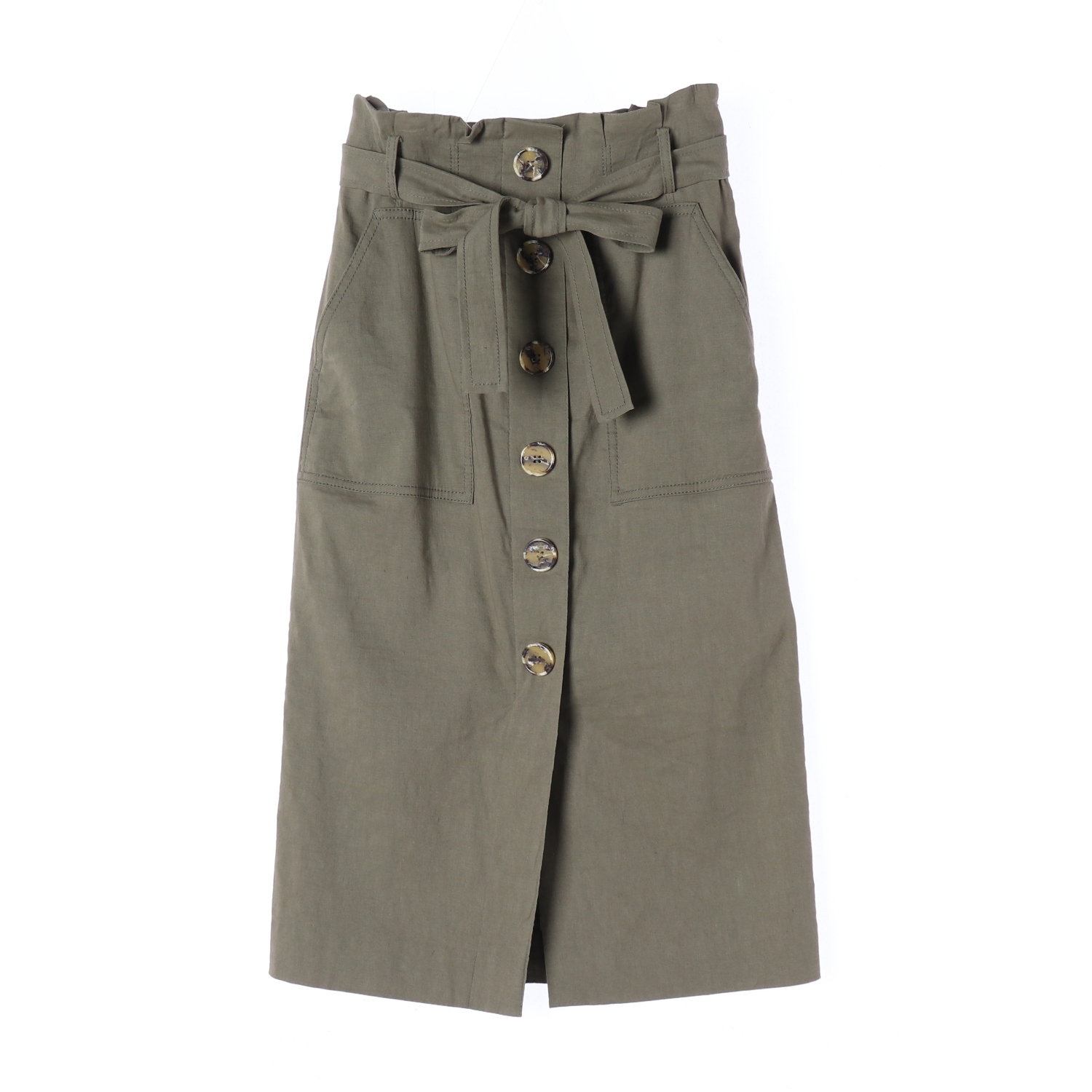 질스튜어트 뉴욕 버튼 디테일 벨티드 린넨 블렌드 스커트