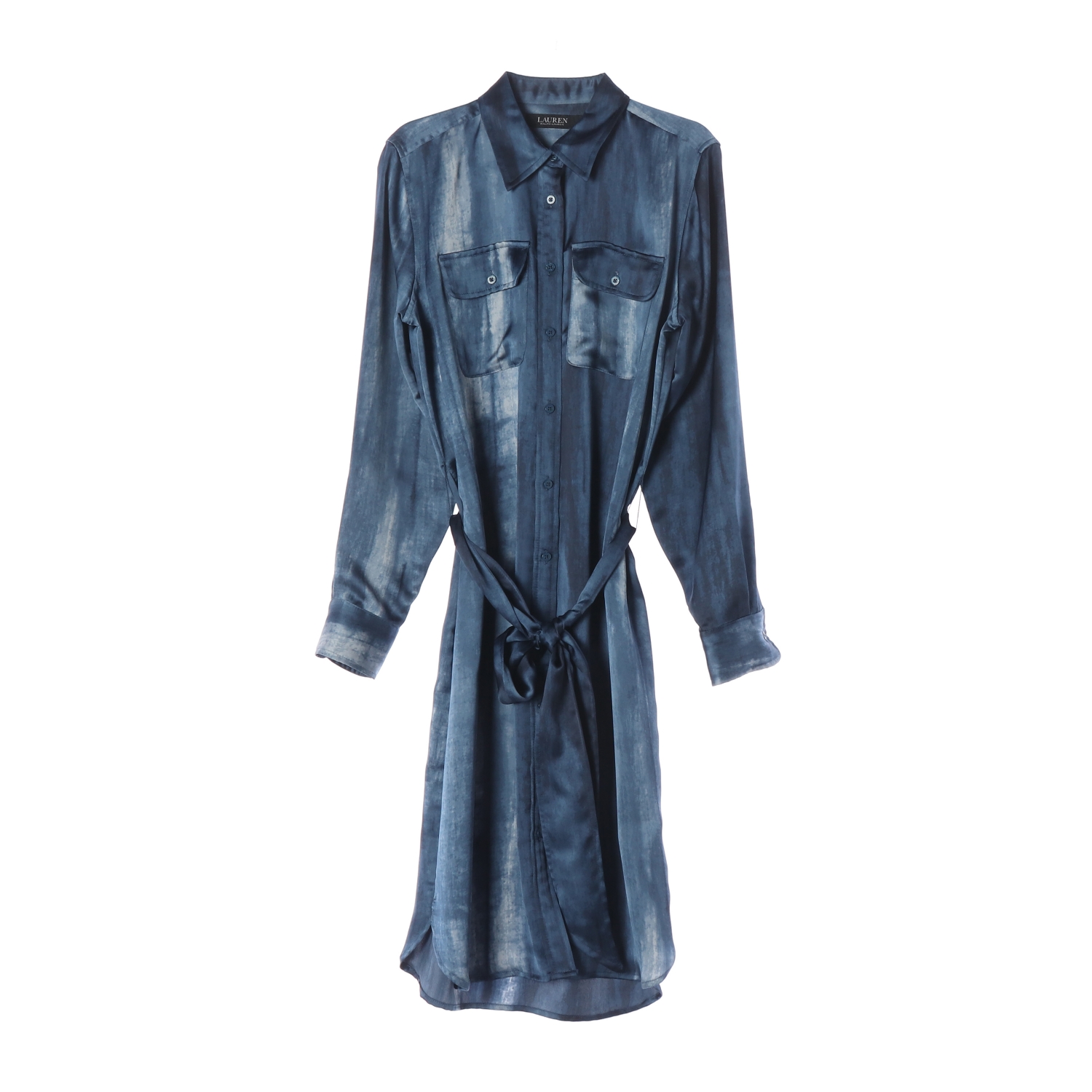 로렌 랄프 로렌 22SS 벨티드 타이다이 새틴 셔츠 원피스 드레스