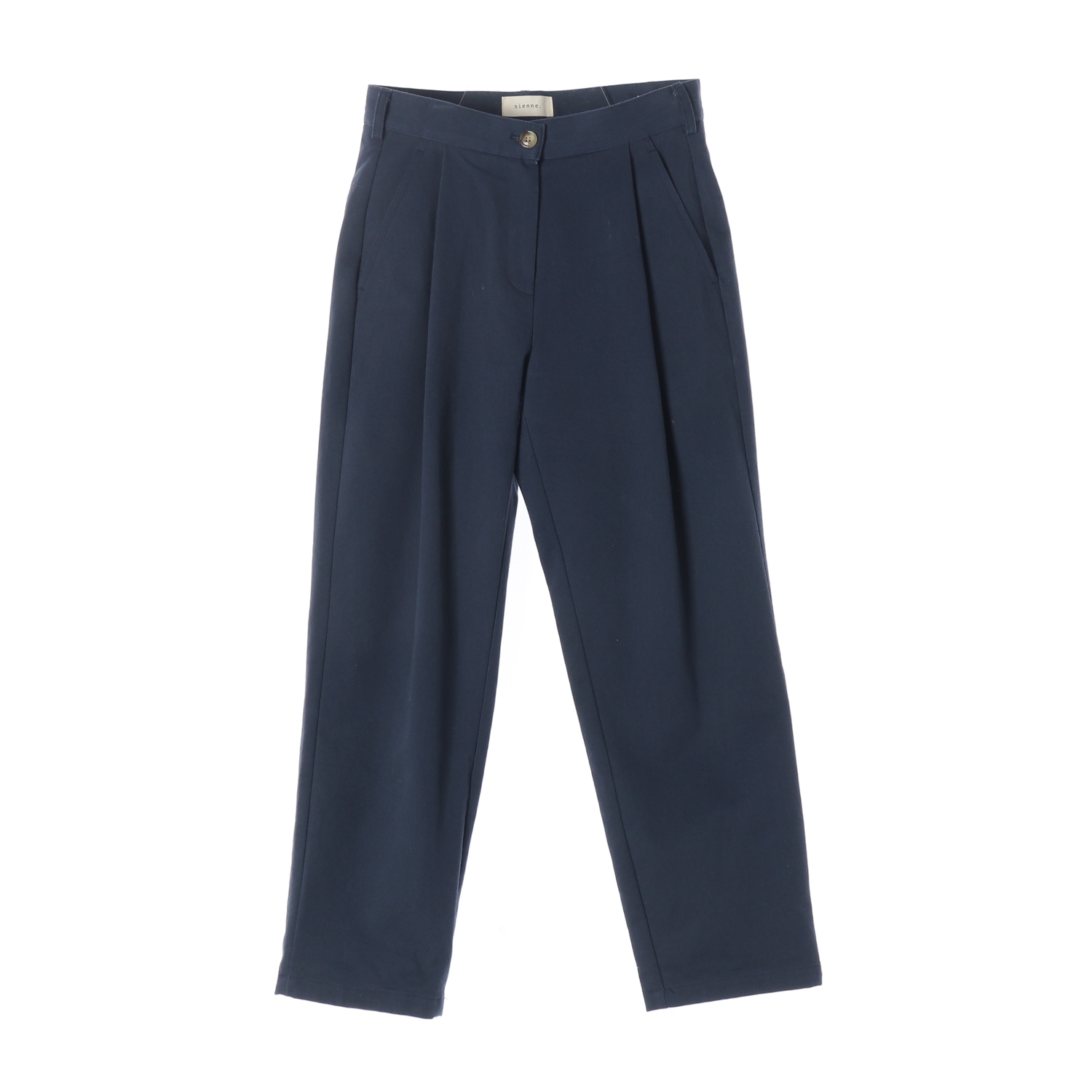 시엔느 핀턱 코튼 스트레이트핏 치노 팬츠 네이비 