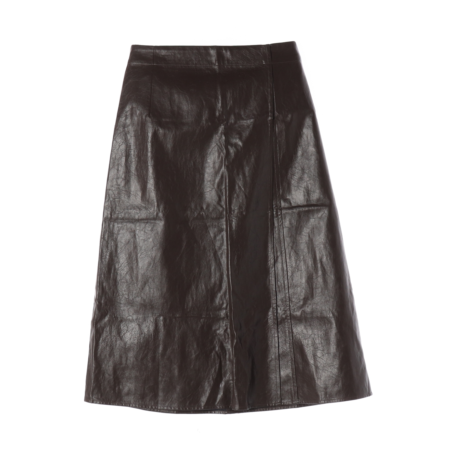 유메르 umer 크랙 패턴 페이크 레더 가죽 스커트