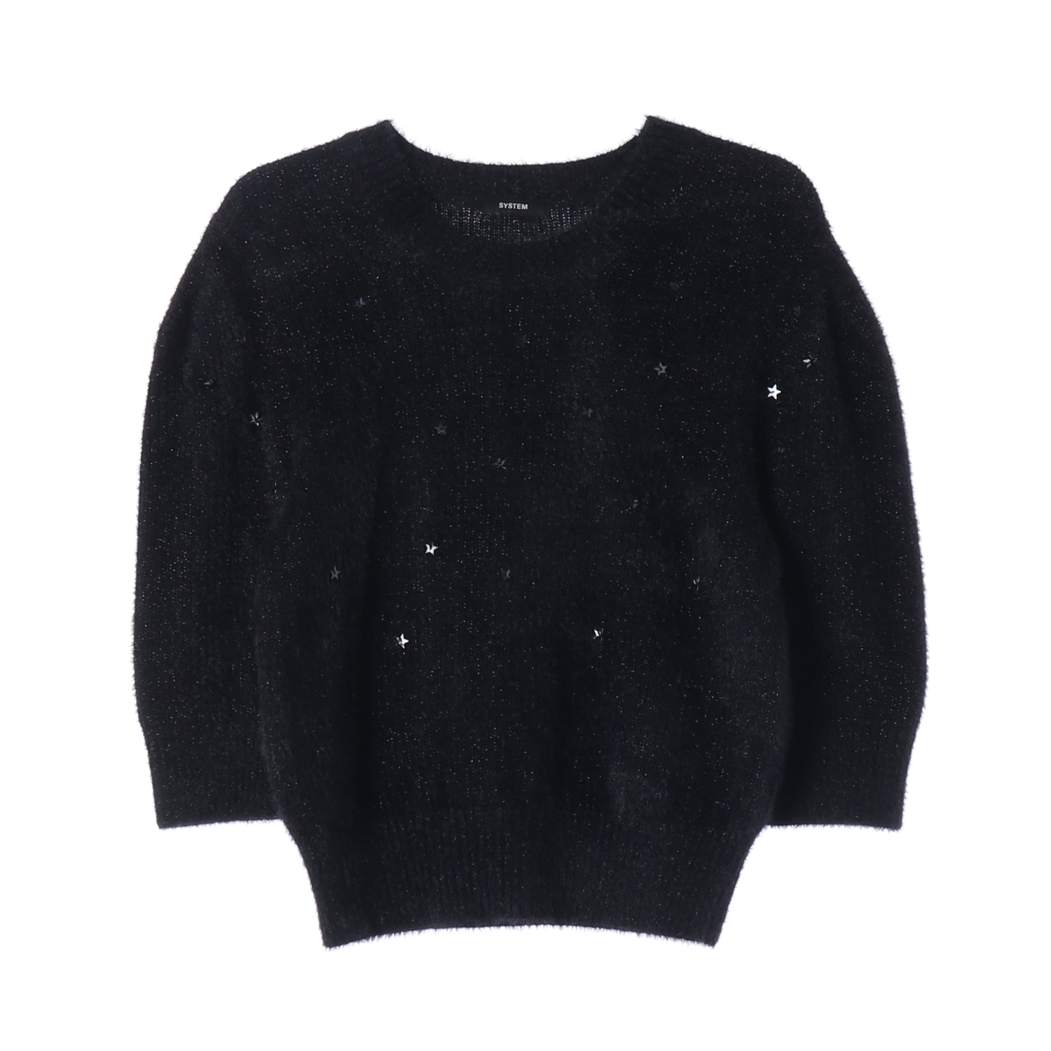 시스템 21FW 별 패턴 헤어리 반팔 니트 스웨터