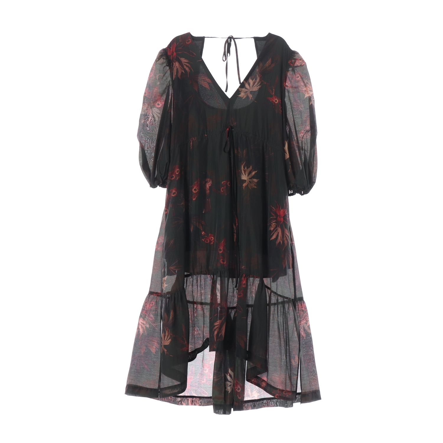 (새상품) 올세인츠 22SS 로지 닐라 플로럴 다크 카키 그린 원피스