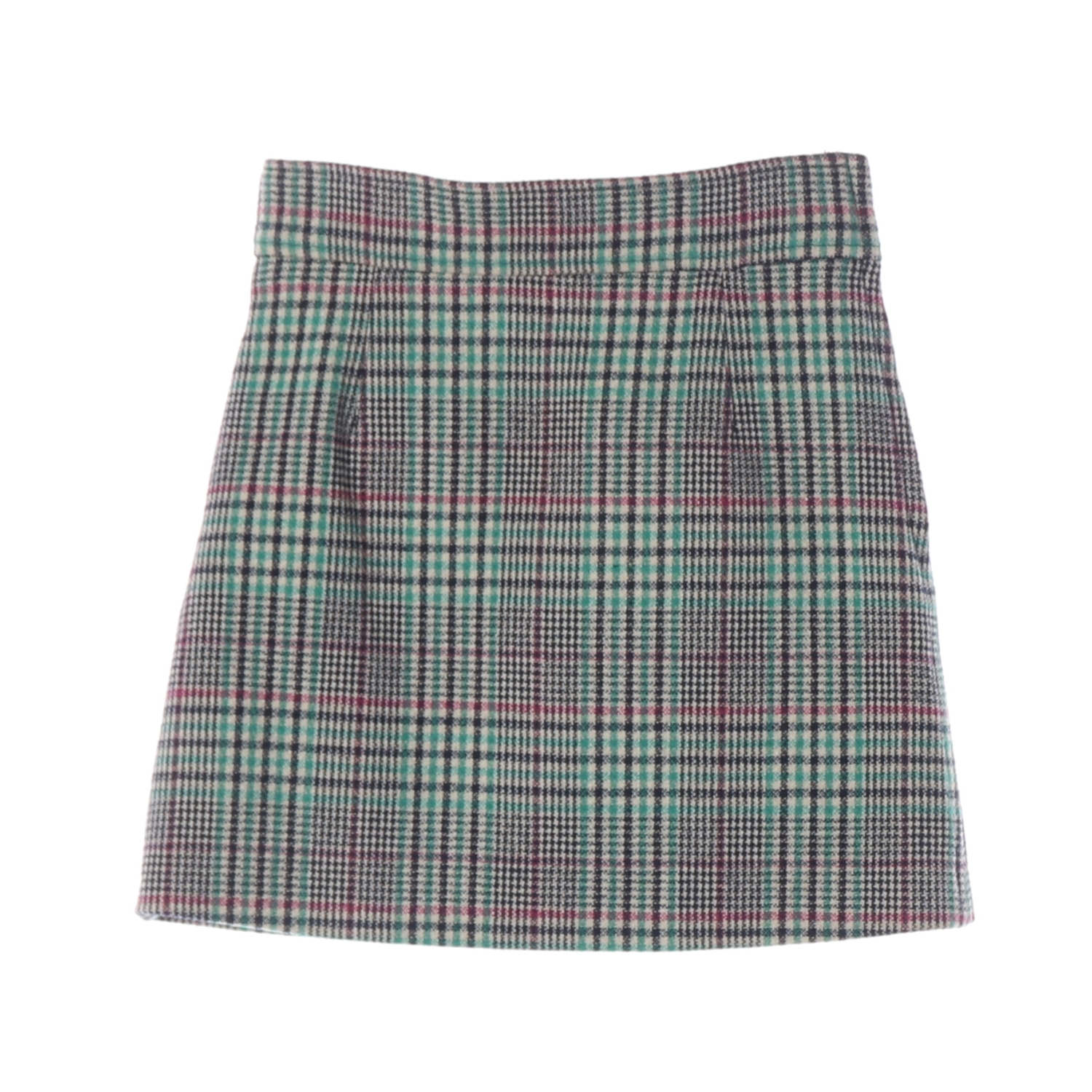 산드로 체크 패턴 텍스처 슬림 숏 스커트