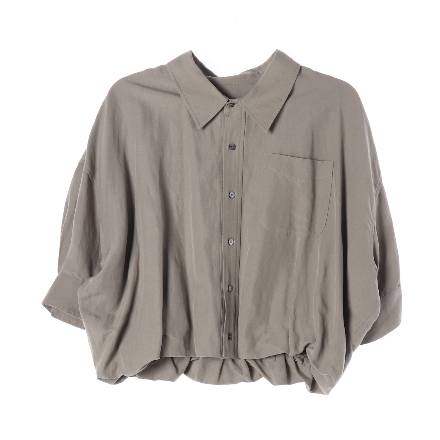 알투더블유 R2W 린넨 블렌드 셔링 크롭 셔츠 블라우스