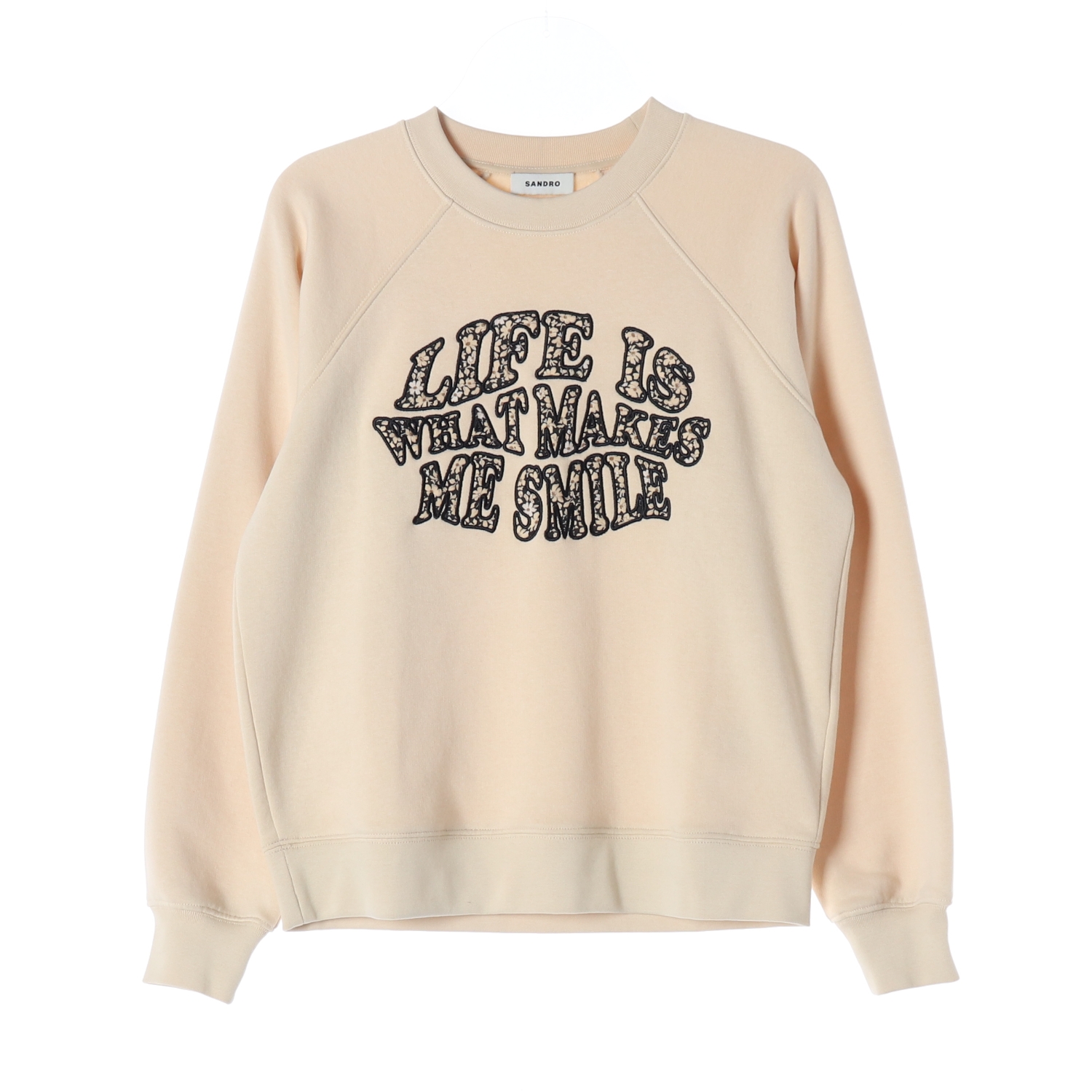 산드로 플라워 레터링 기모 맨투맨 레글런 스웨트셔츠