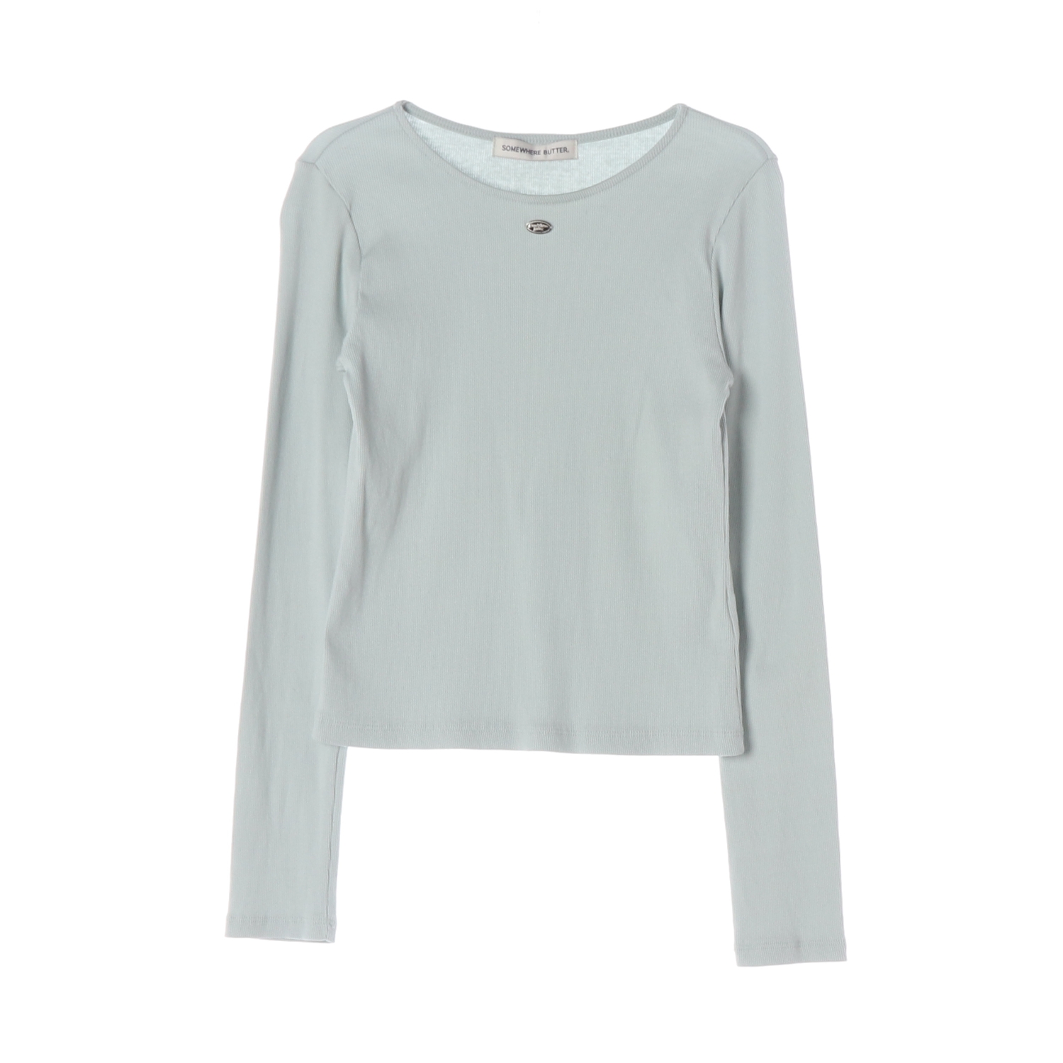 썸웨어버터 리브드 슬림핏 긴팔 티셔츠