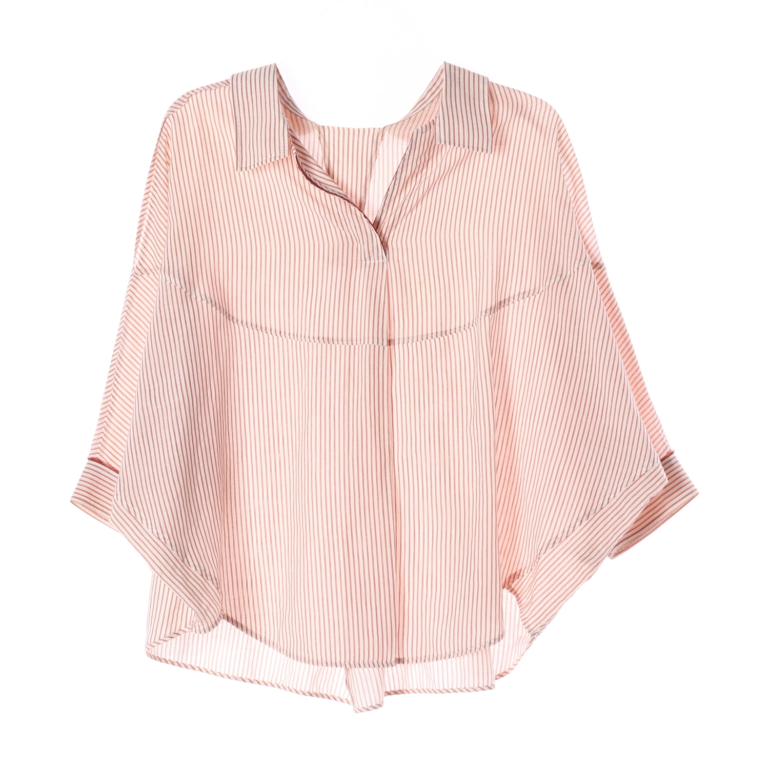 시스템 린넨 코튼 스트라이프 오버핏 셔츠 블라우스