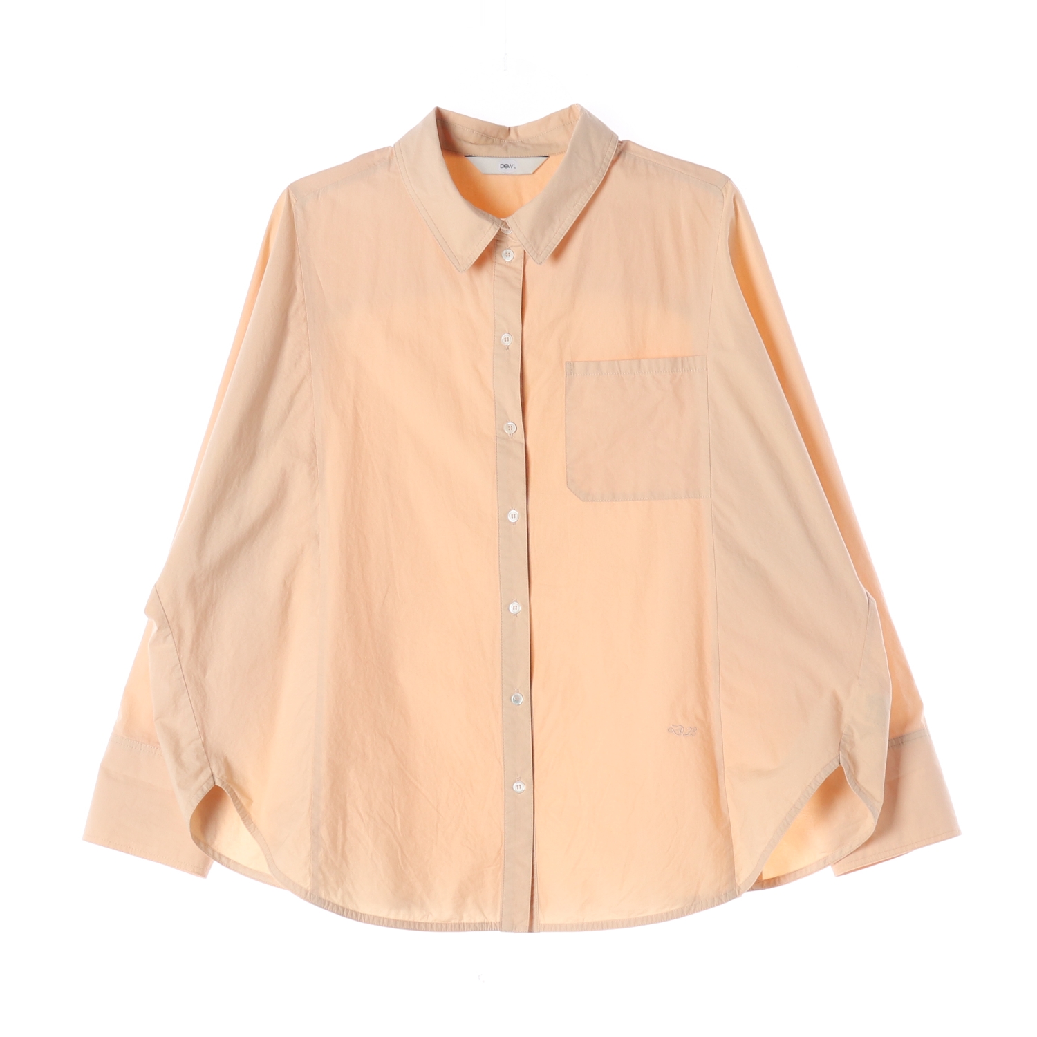 듀엘 백 로고 레터링 코튼 오버핏 롤업 셔츠