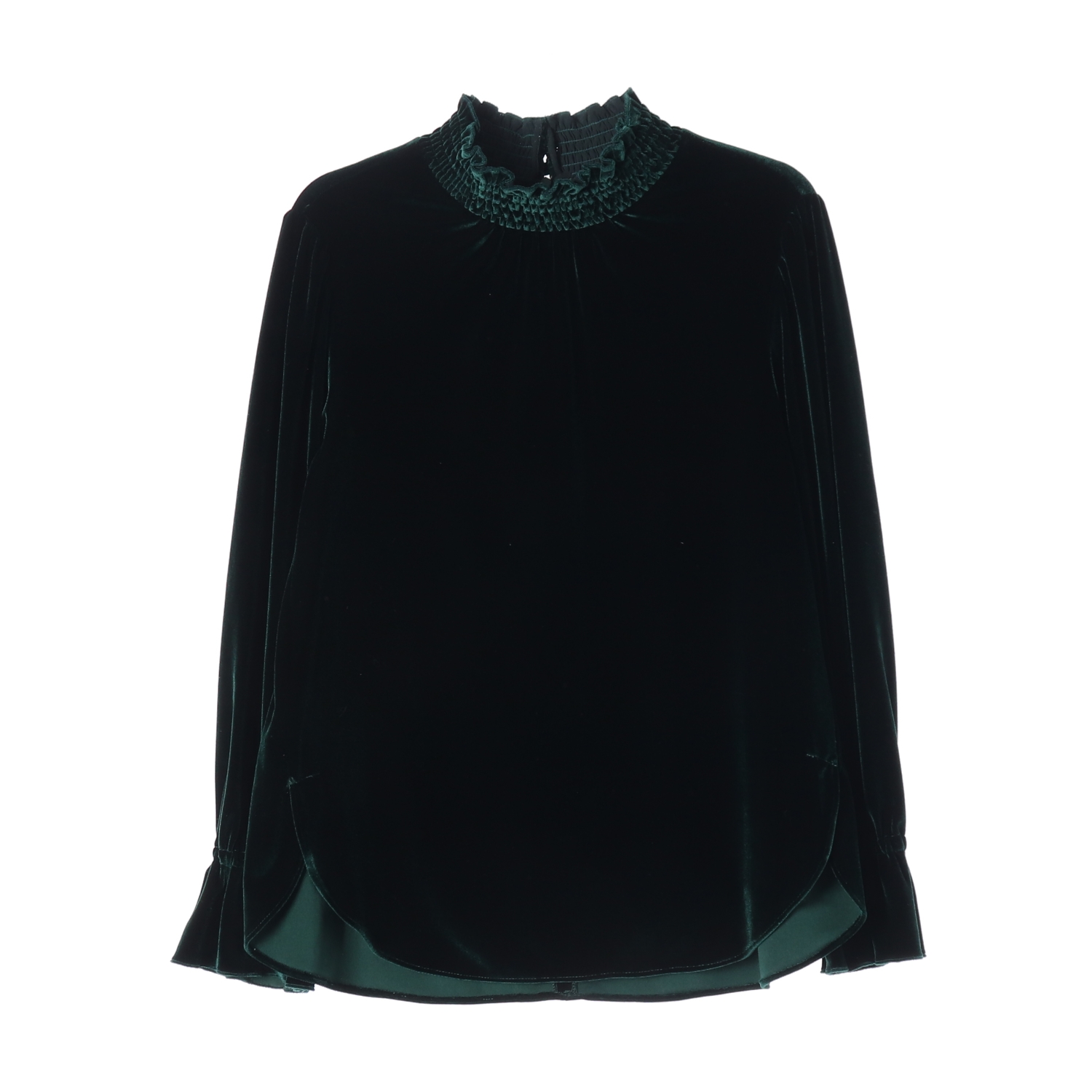 잇미샤 아이엠 셔링 러플넥 벨벳 블라우스