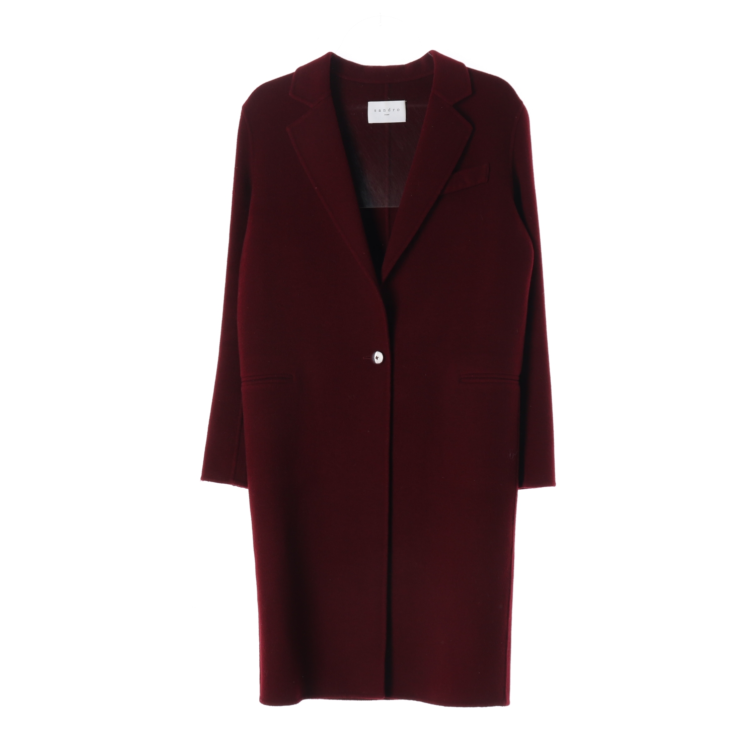 산드로 울 핸드메이드 싱글 버튼 코트 레드 