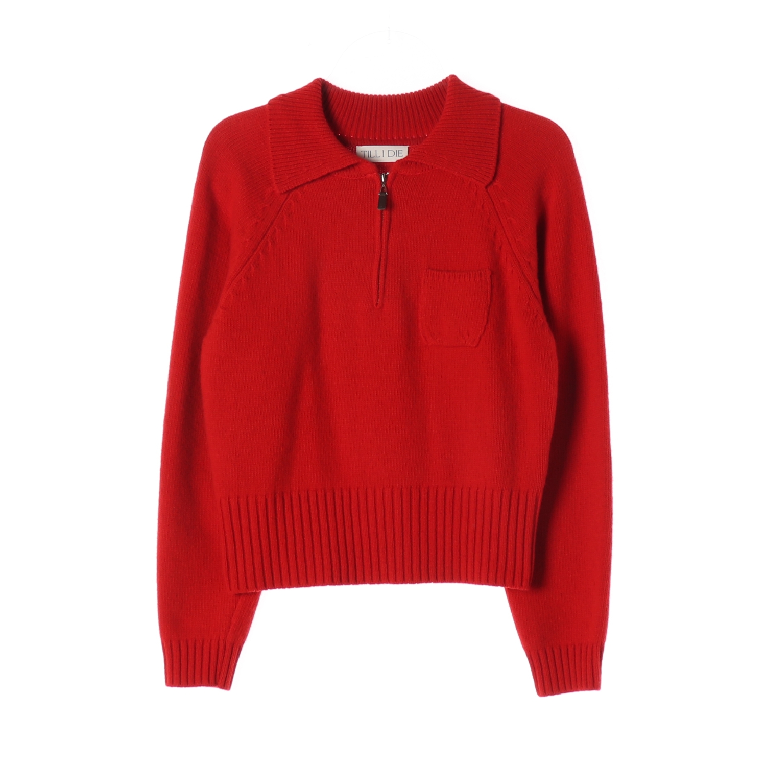 틸아이다이 24FW 카라 하프 집업 울 캐시미어 니트 스웨터