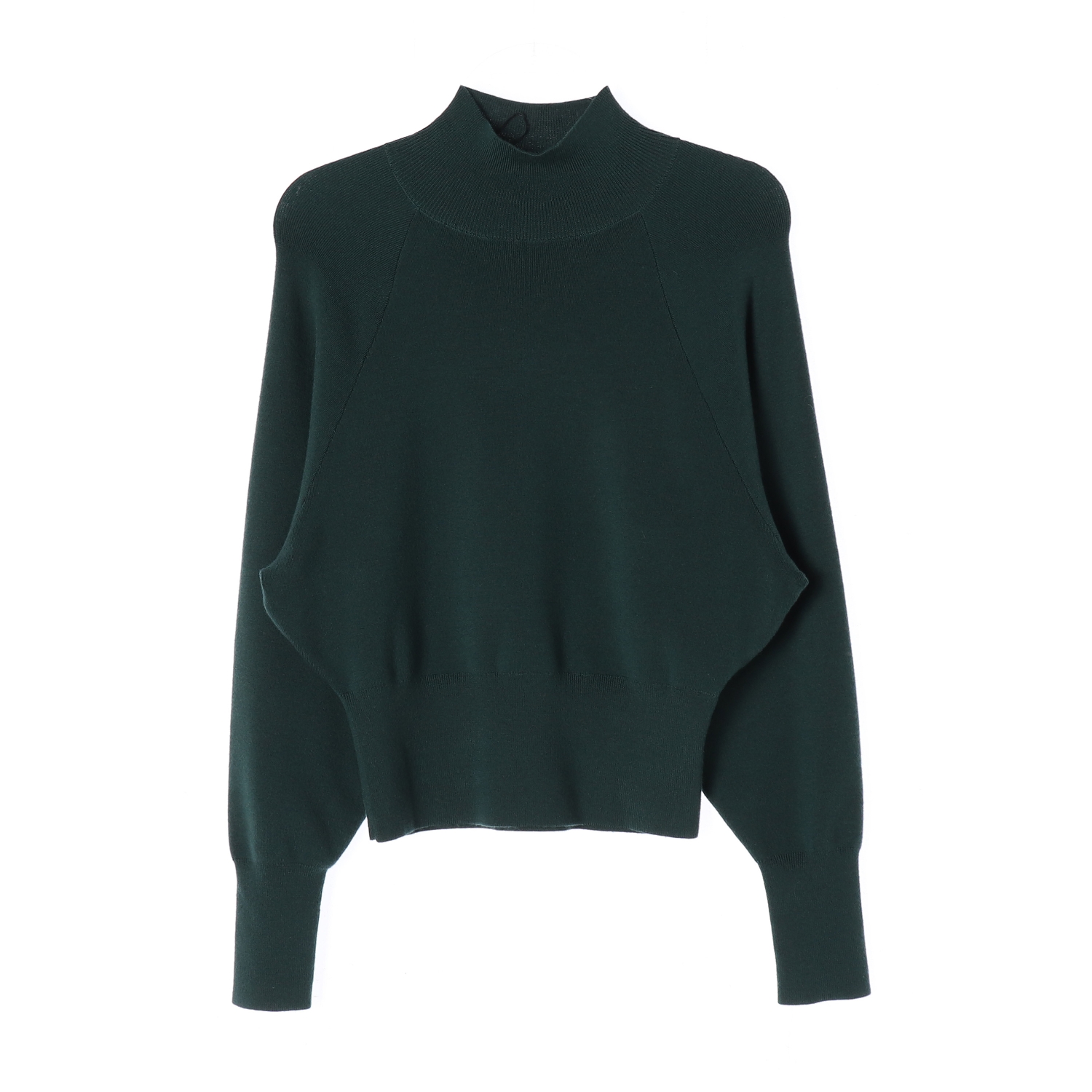 코스 울 블렌드 모크넥 돌먼 슬리브 니트 스웨터 그린