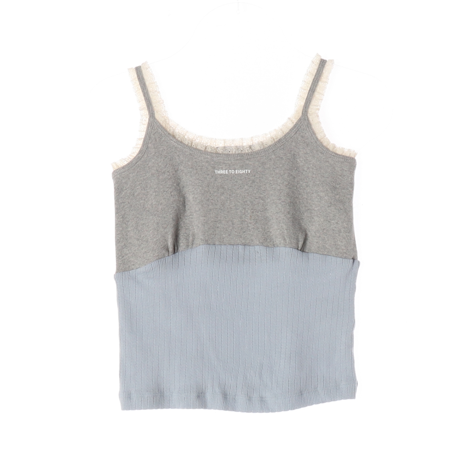 쓰리투에이티 23SS 레이스 디테일 슬리브리스 탑