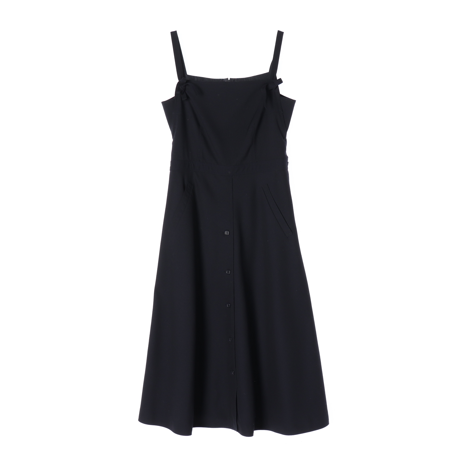 호와스 23SS 텐셀 슬리브리스 뷔스티에 버튼 롱 원피스