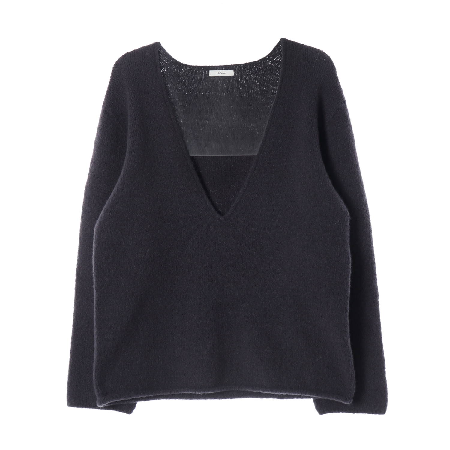 모이아 25FW 딥 브이넥 니트 풀오버 울 블렌드 스웨터 미드나잇블루