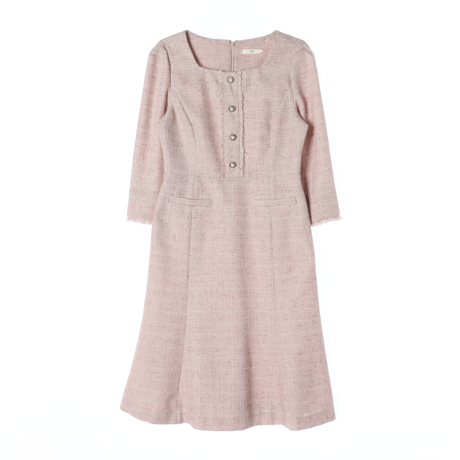 잇미샤 아이엠 24SS 스퀘어넥 트위드 롱 원피스