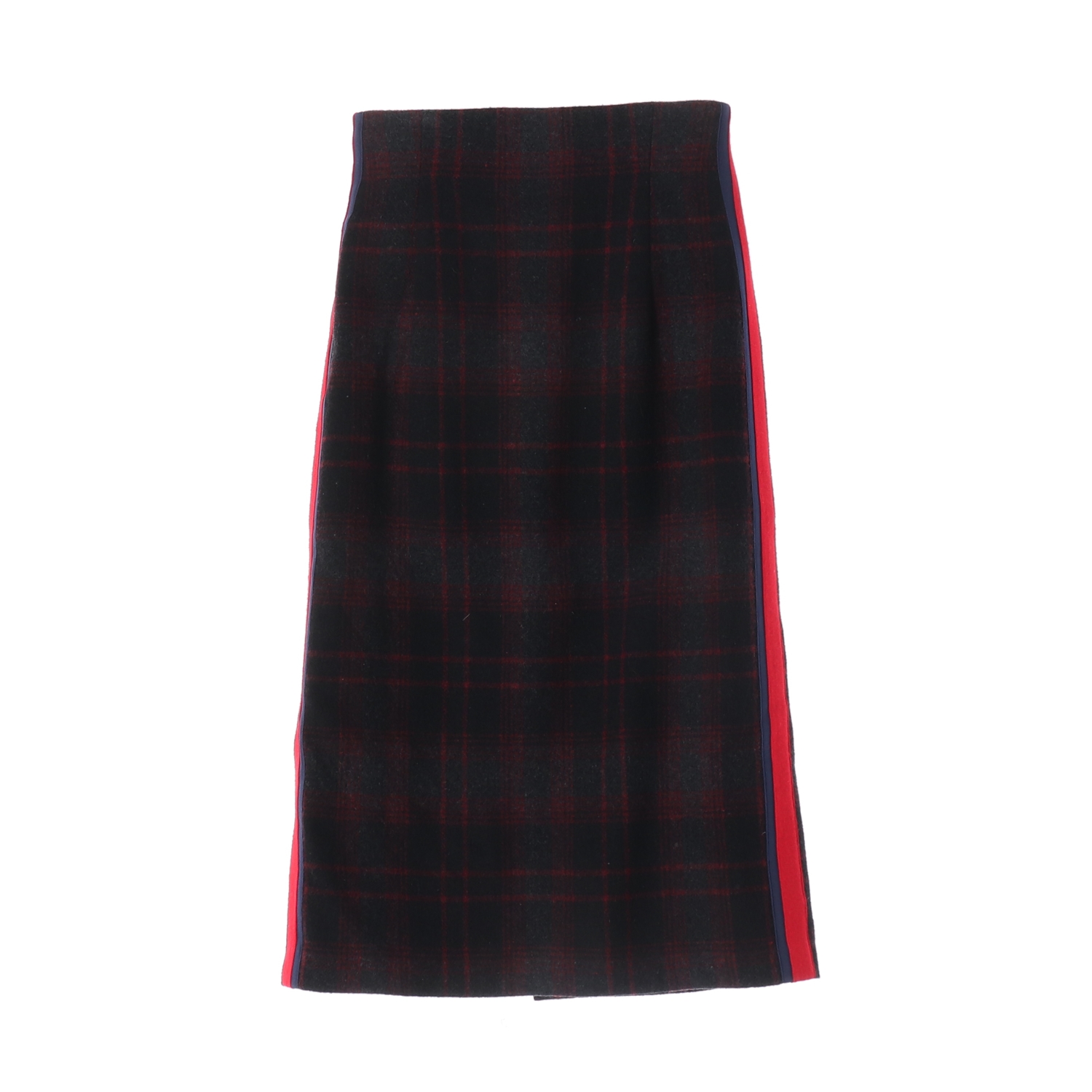 오프닝세레모니 체크 사이드라인 울 블렌드 H라인 롱 스커트