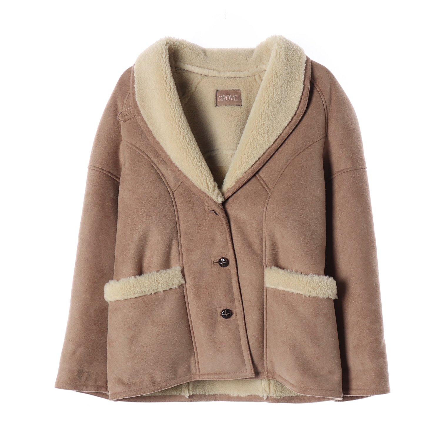 그로브 23FW REX 렉스 시어링 코트 숄카라 무스탕 재킷