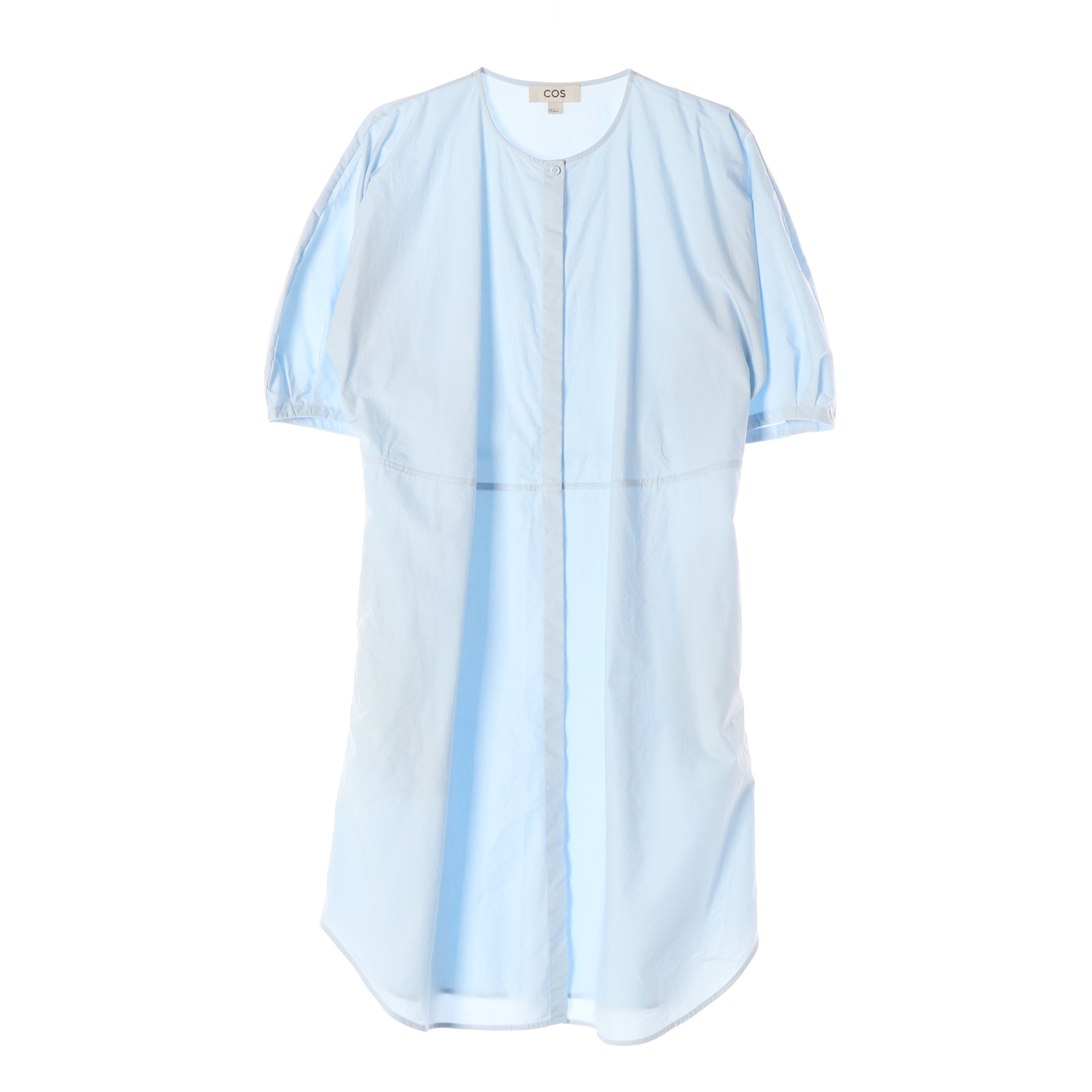 코스 퍼프 슬리브 코튼 미니 드레스 원피스 라이트 블루