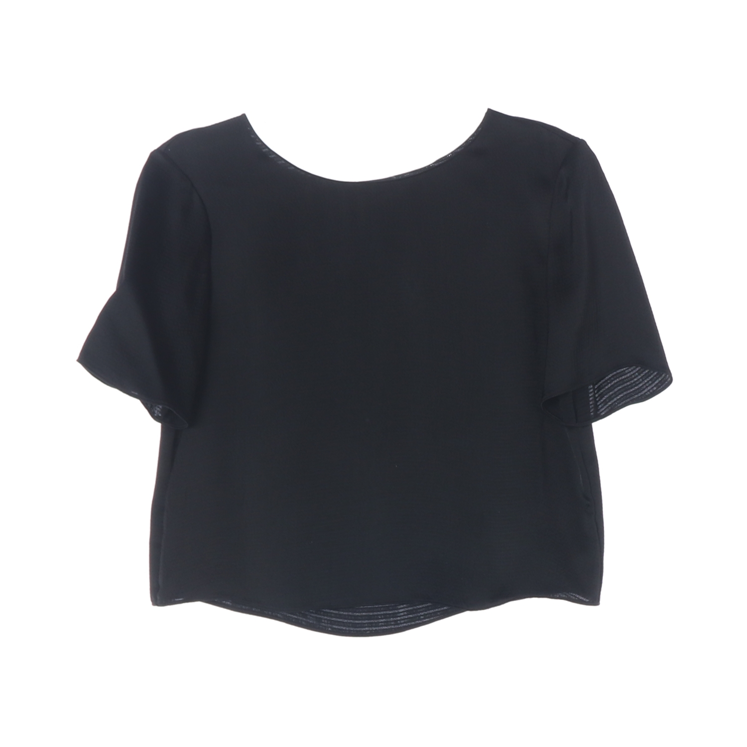 띠어리 라운드 반팔 새틴 블라우스 블랙