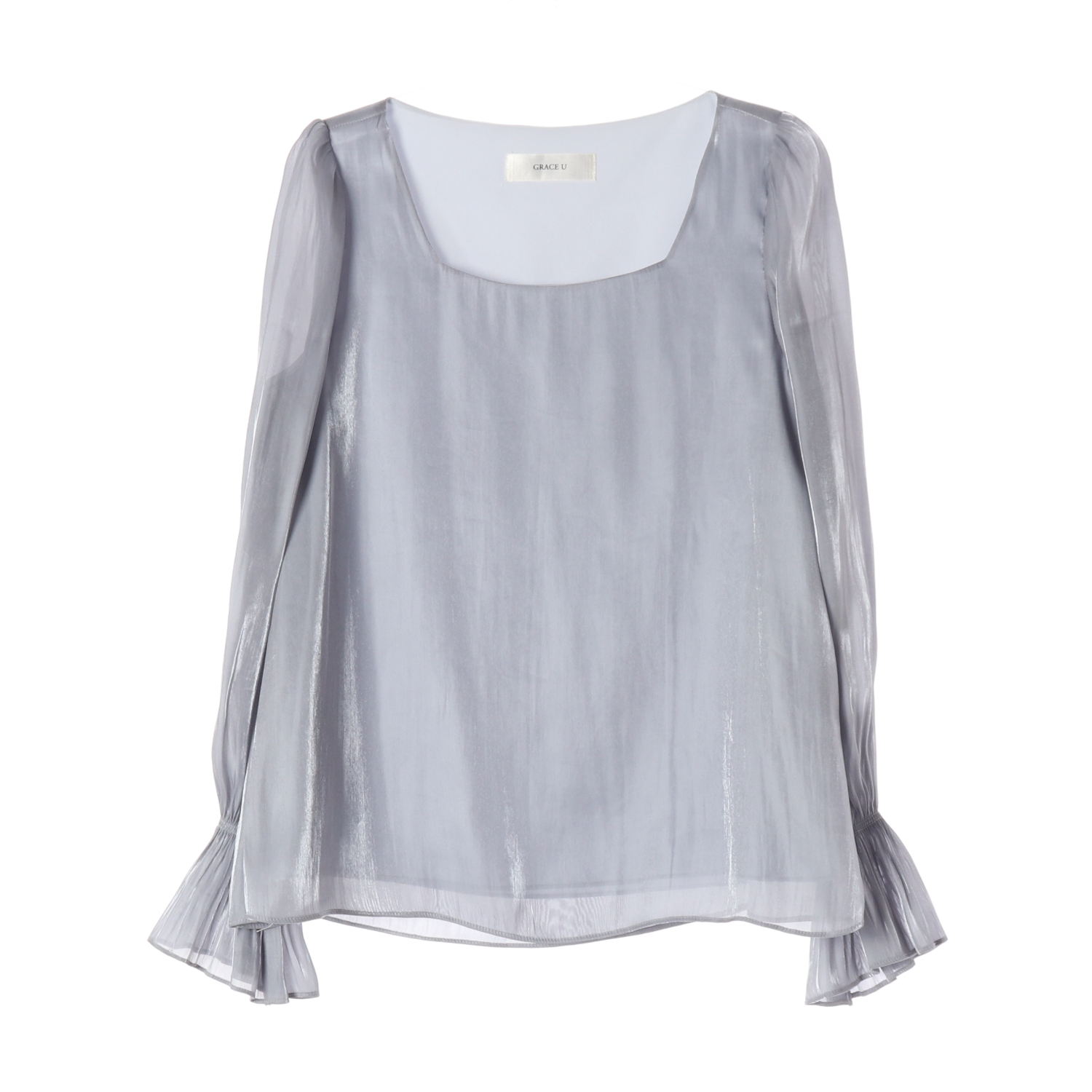 그레이스유 22SS 데이지 새틴 스퀘어넥 블라우스