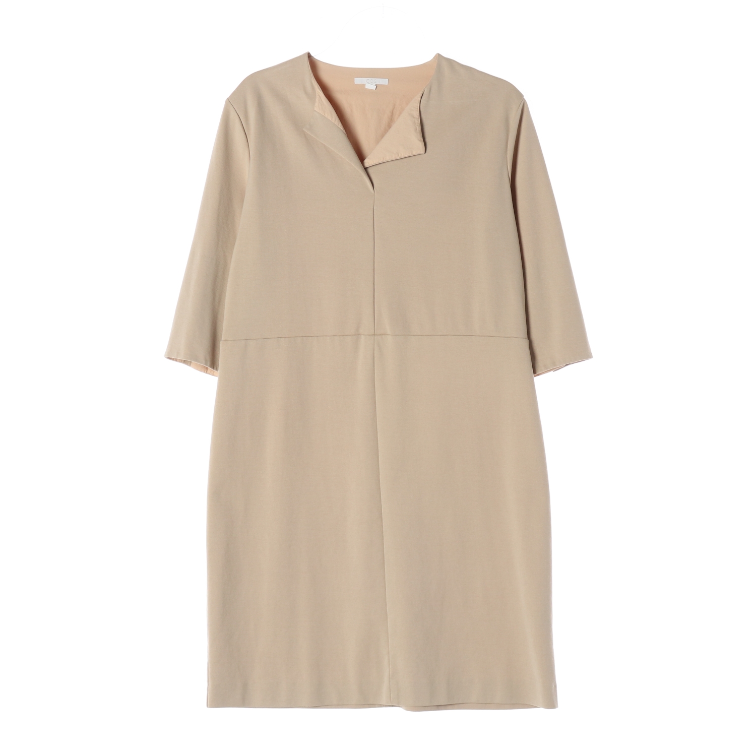 코스 라운드넥 8부 소매 심플 베이직 원피스 베이지 