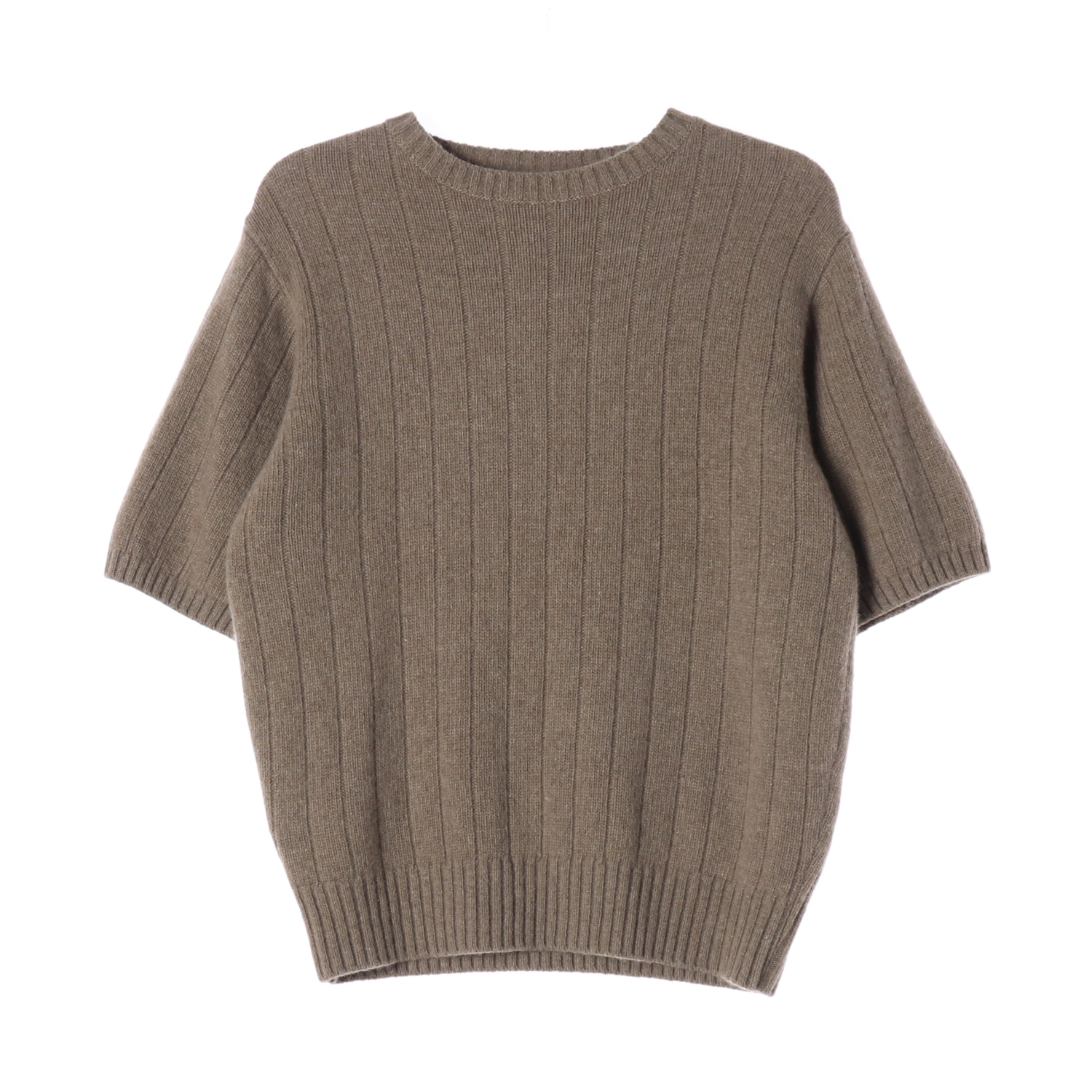 모이아 캐시미어 울 100% 반팔 니트 라이트카키 