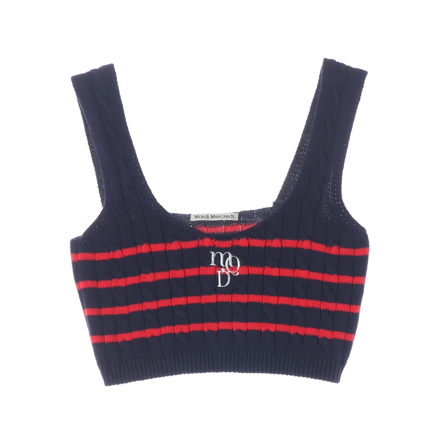 마르디 메크르디 X 큐드로이 콜라보 슬리브리스 니트 뷔스티에 탑