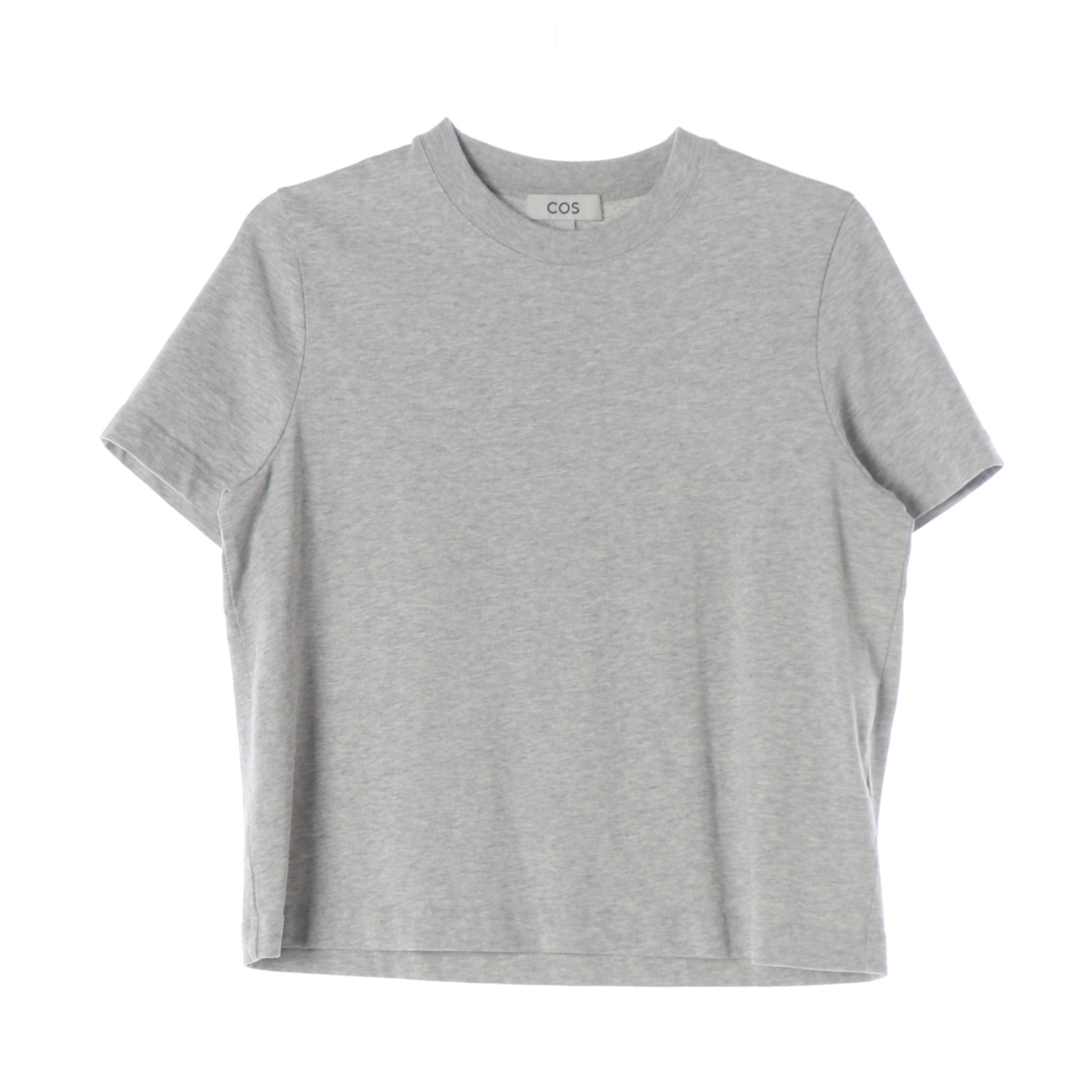 코스 베이직 크루넥 크롭 반팔 티셔츠 멜란지그레이