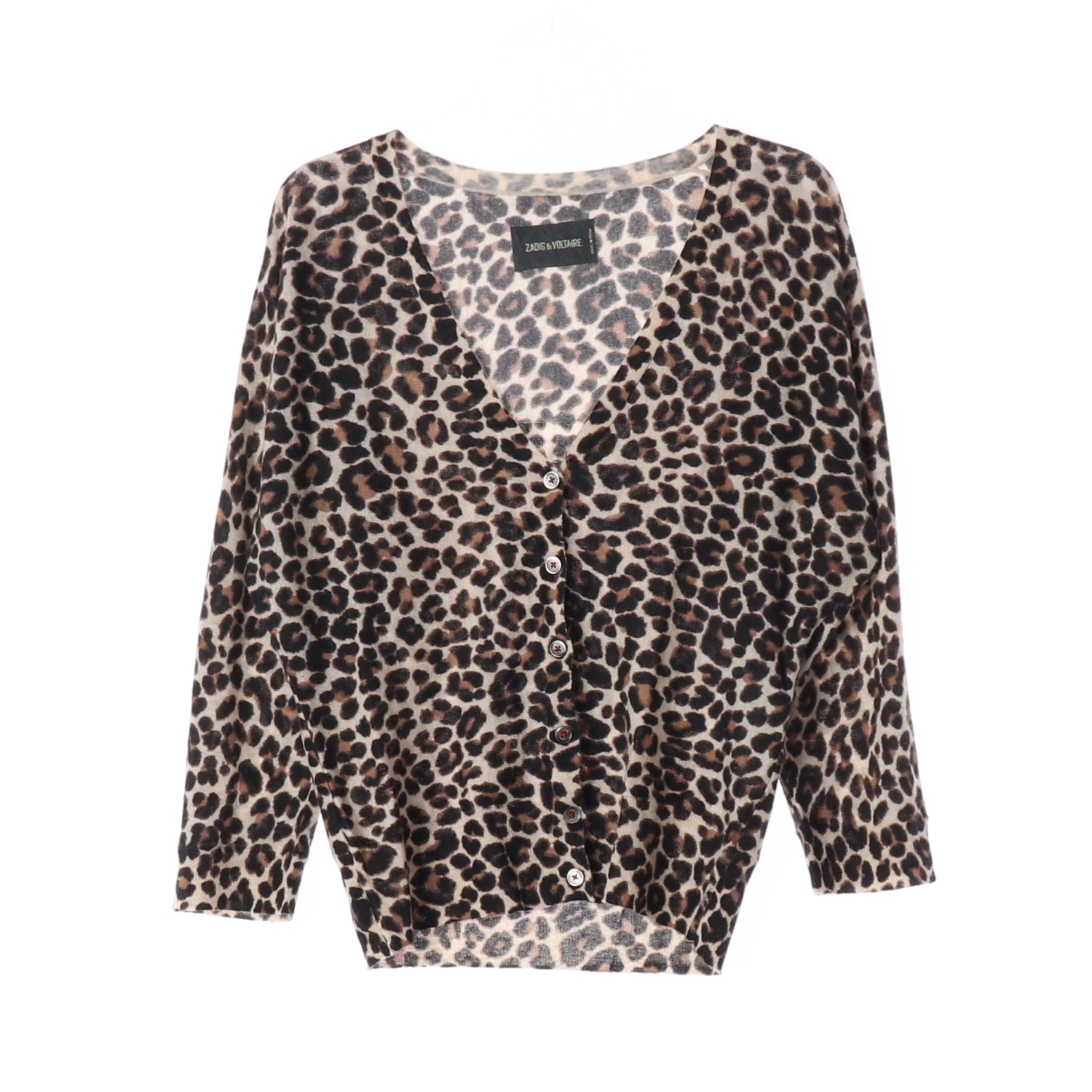 쟈딕앤볼테르 캐시미어  100% 레오파드 패턴 브이넥 가디건