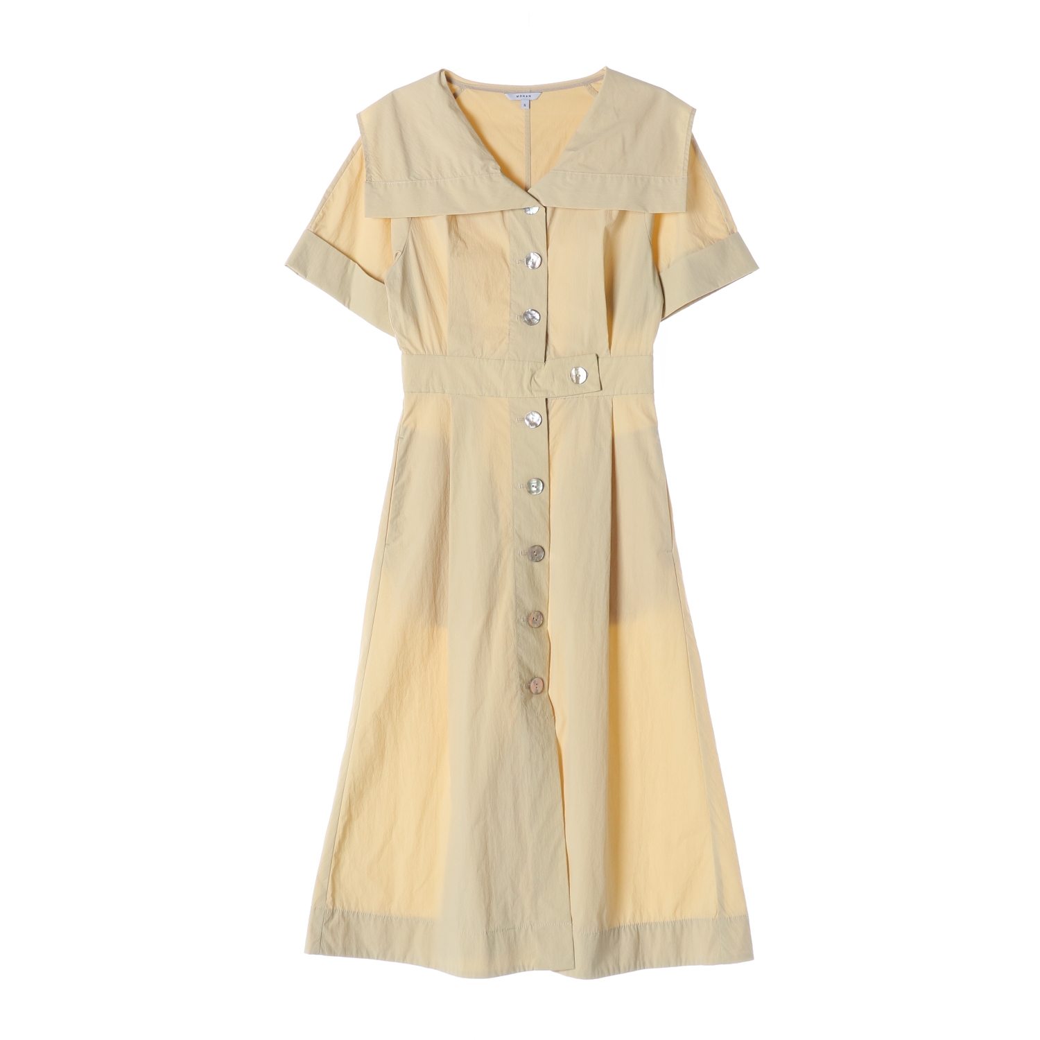 모한 23SS 카라 버튼 셔츠 드레스 롱 원피스 옐로우베이지 