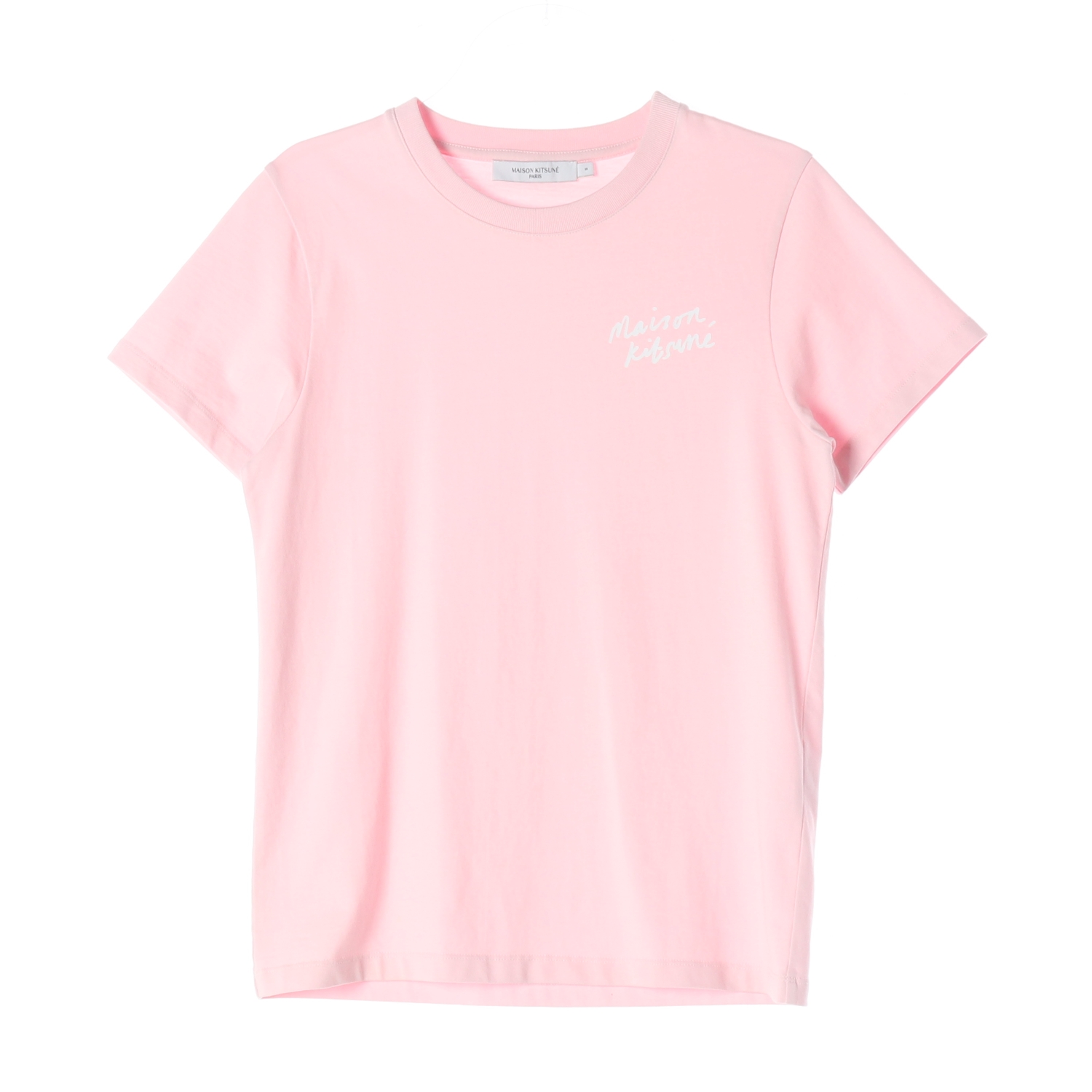 메종키츠네 22SS 레터링 로고 프린트 반팔 티셔츠 핑크