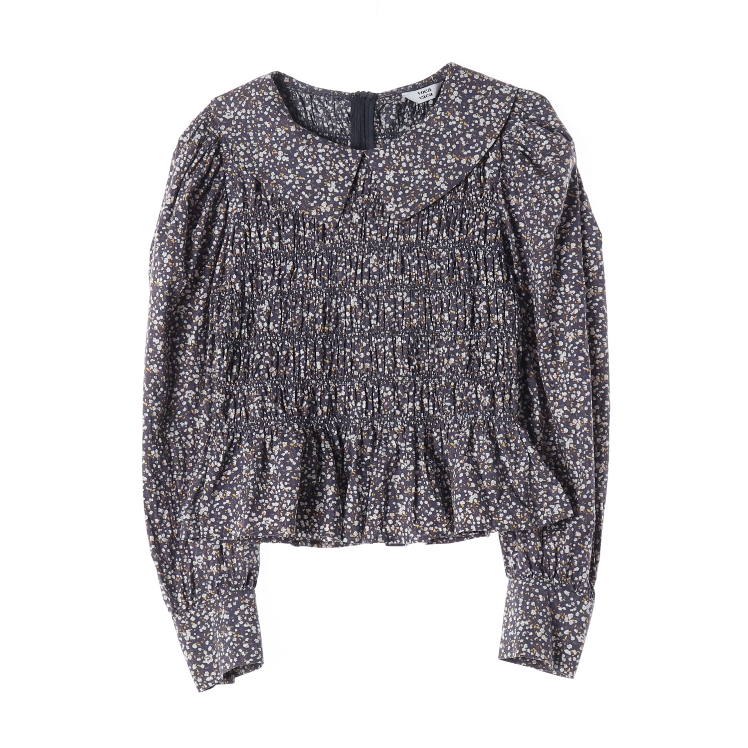 보카바카 23FW 레나 스모킹 플로럴 패턴 카라 블라우스