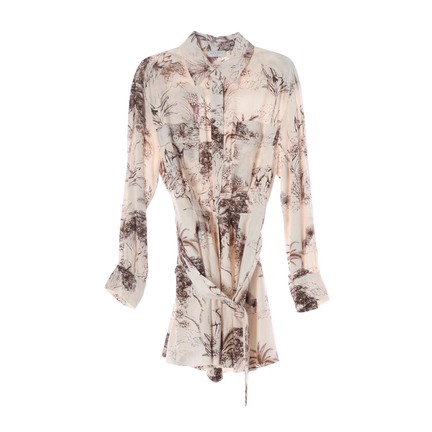 산드로 JAINE 자이언 사파리 벨티드 쇼츠 점프수트 플레이수트 