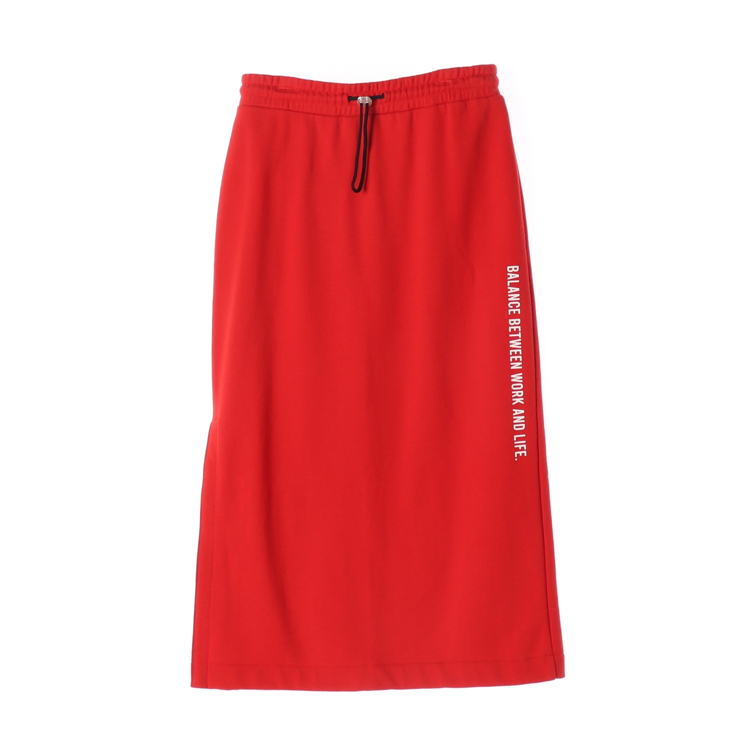 라이프워크 로고 프린트 코튼 롱 스웨트스커트 레드