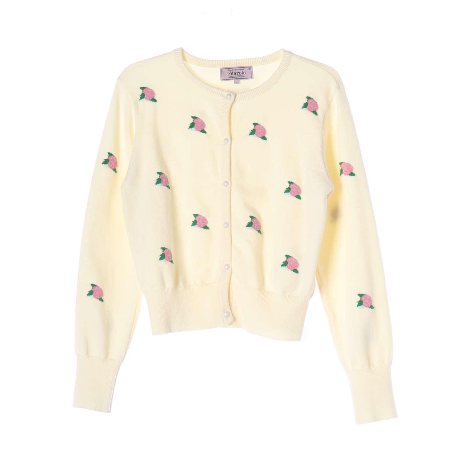 로라로라 빈티지 로즈 가디건 아이보리 