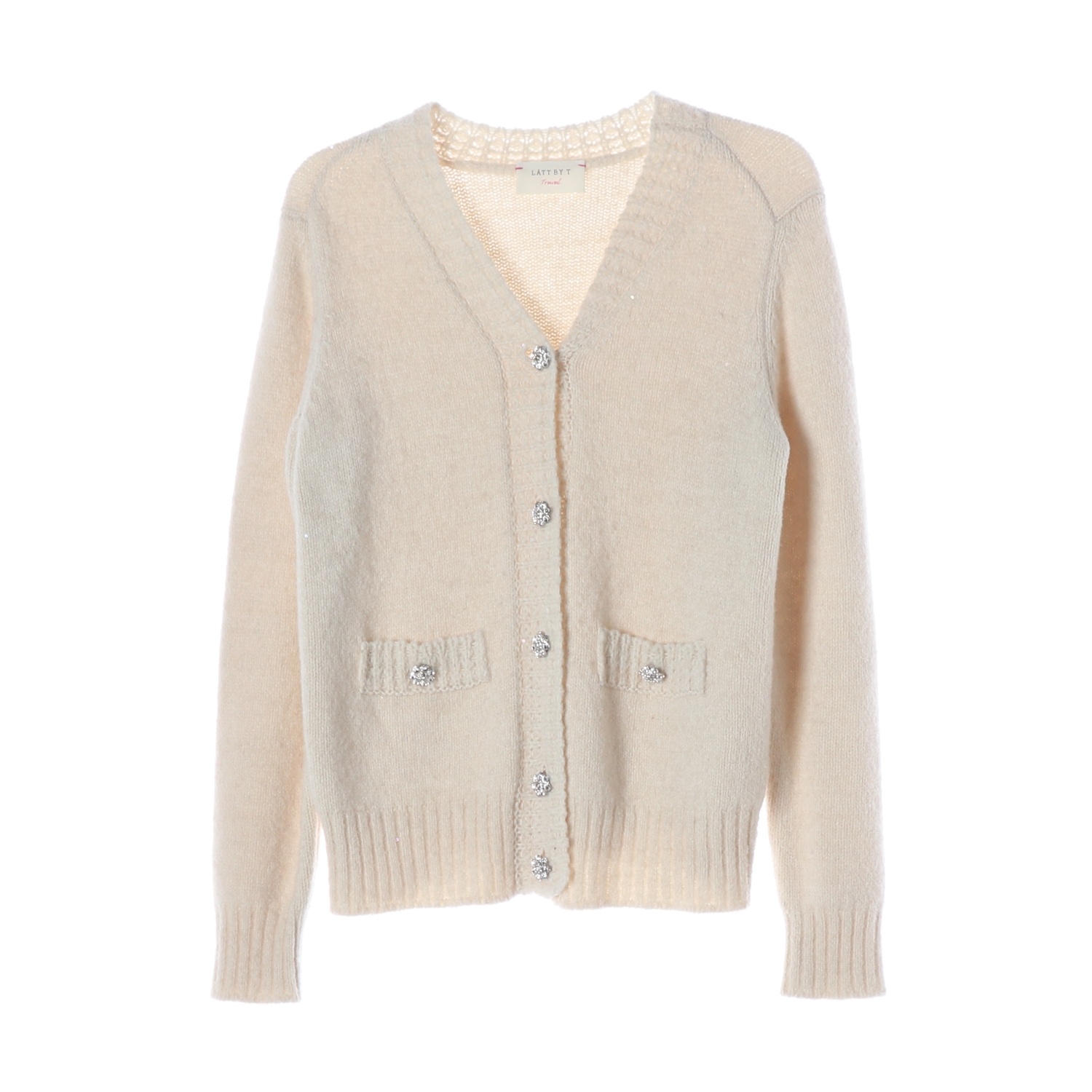 래트바이티 21FW 캐시미어 블렌드 트위드 브이넥 가디건 크림