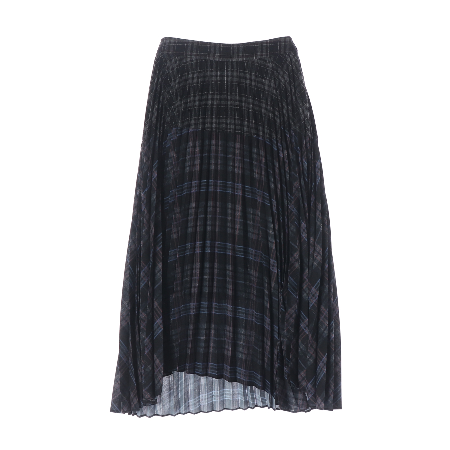 에스제이에스제이 SJSJ 21FW 체크 패턴 플리츠 플레어 스커트